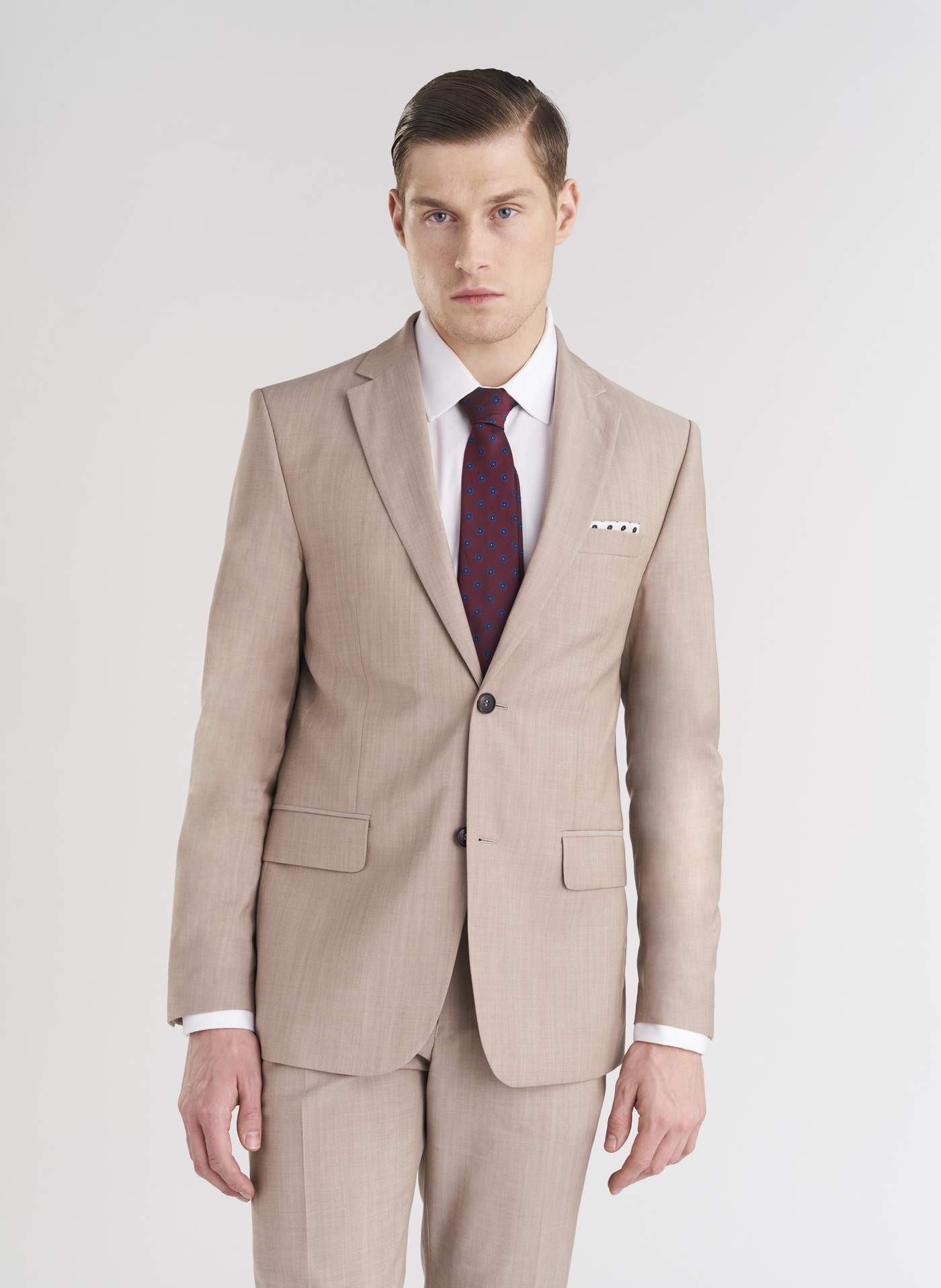 Beżowa wełniana marynarka męska - Pako Lorente