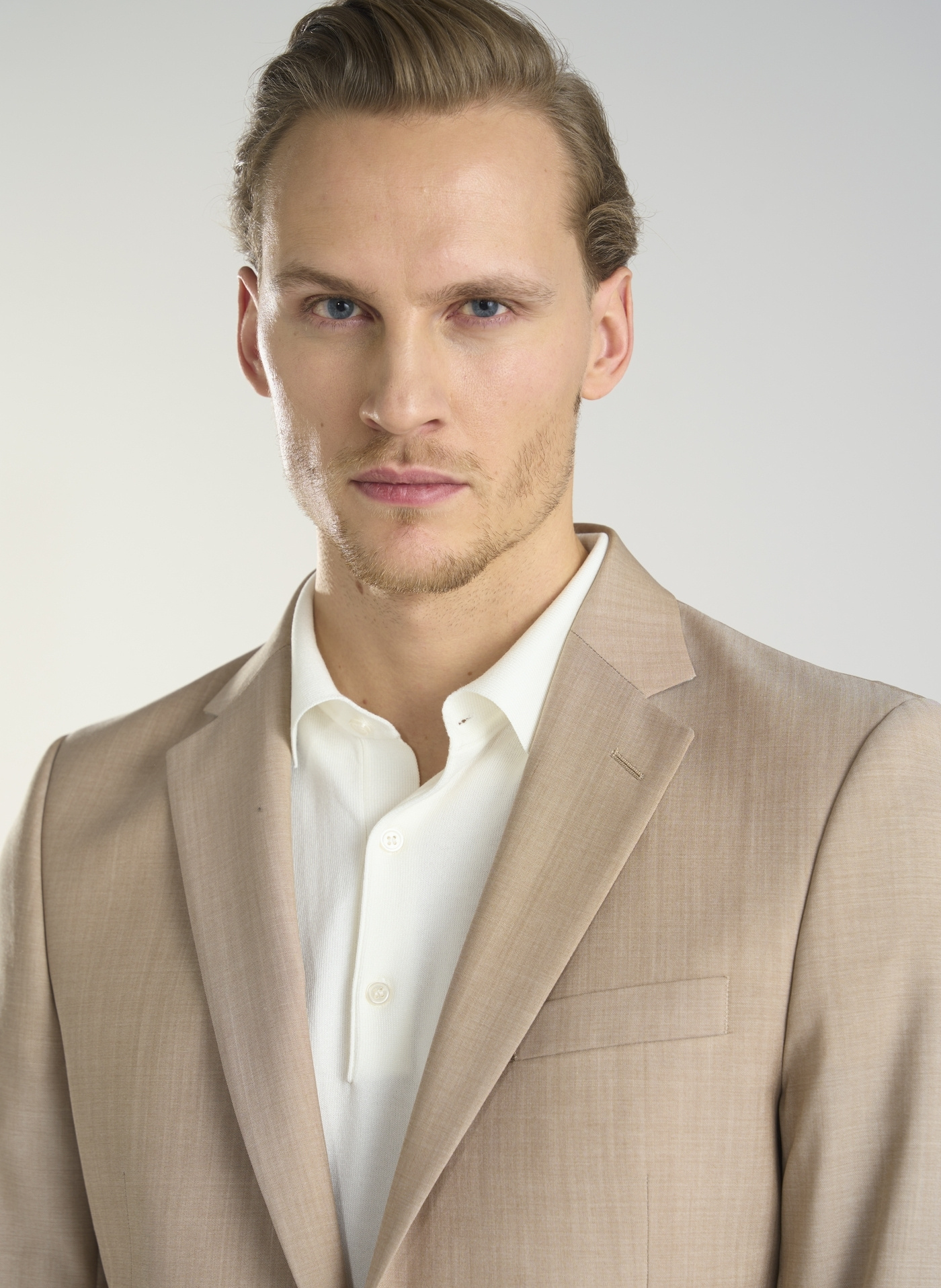 Beżowa wełniana marynarka męska - Pako Lorente