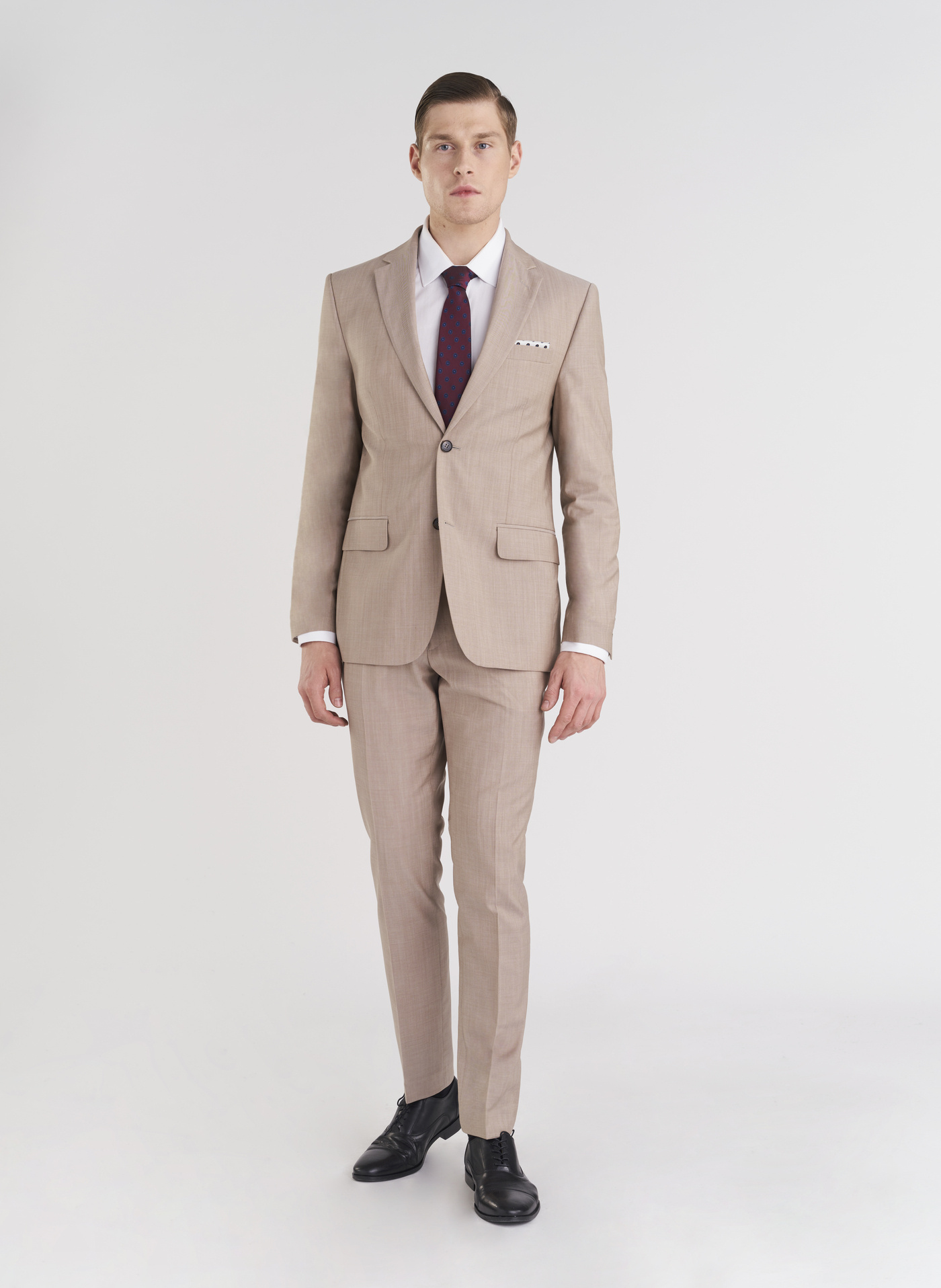 Beżowa wełniana marynarka męska - Pako Lorente