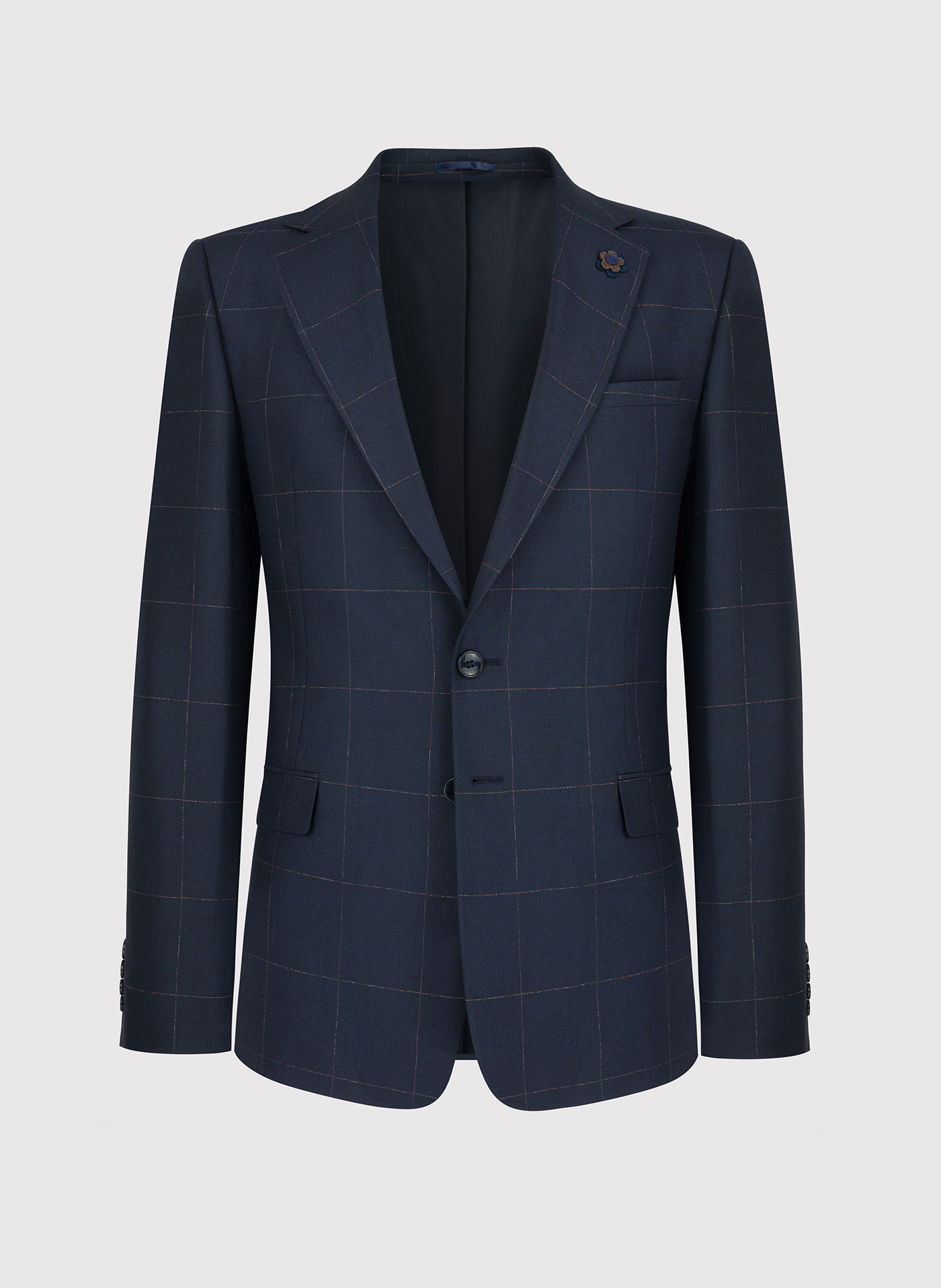 Granatowa marynarka garniturowa w kratę Windowpane - Pako Lorente