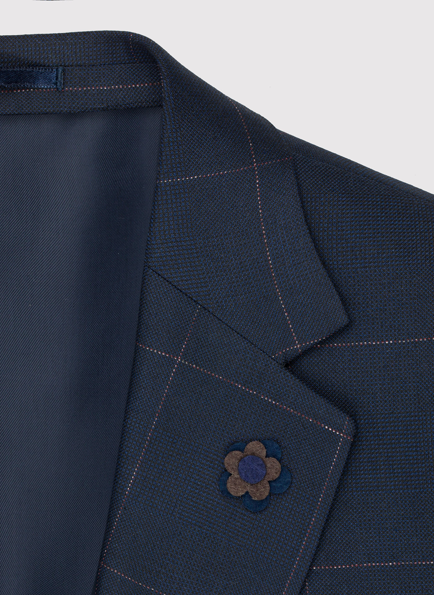 Granatowa marynarka garniturowa w kratę Windowpane - Pako Lorente