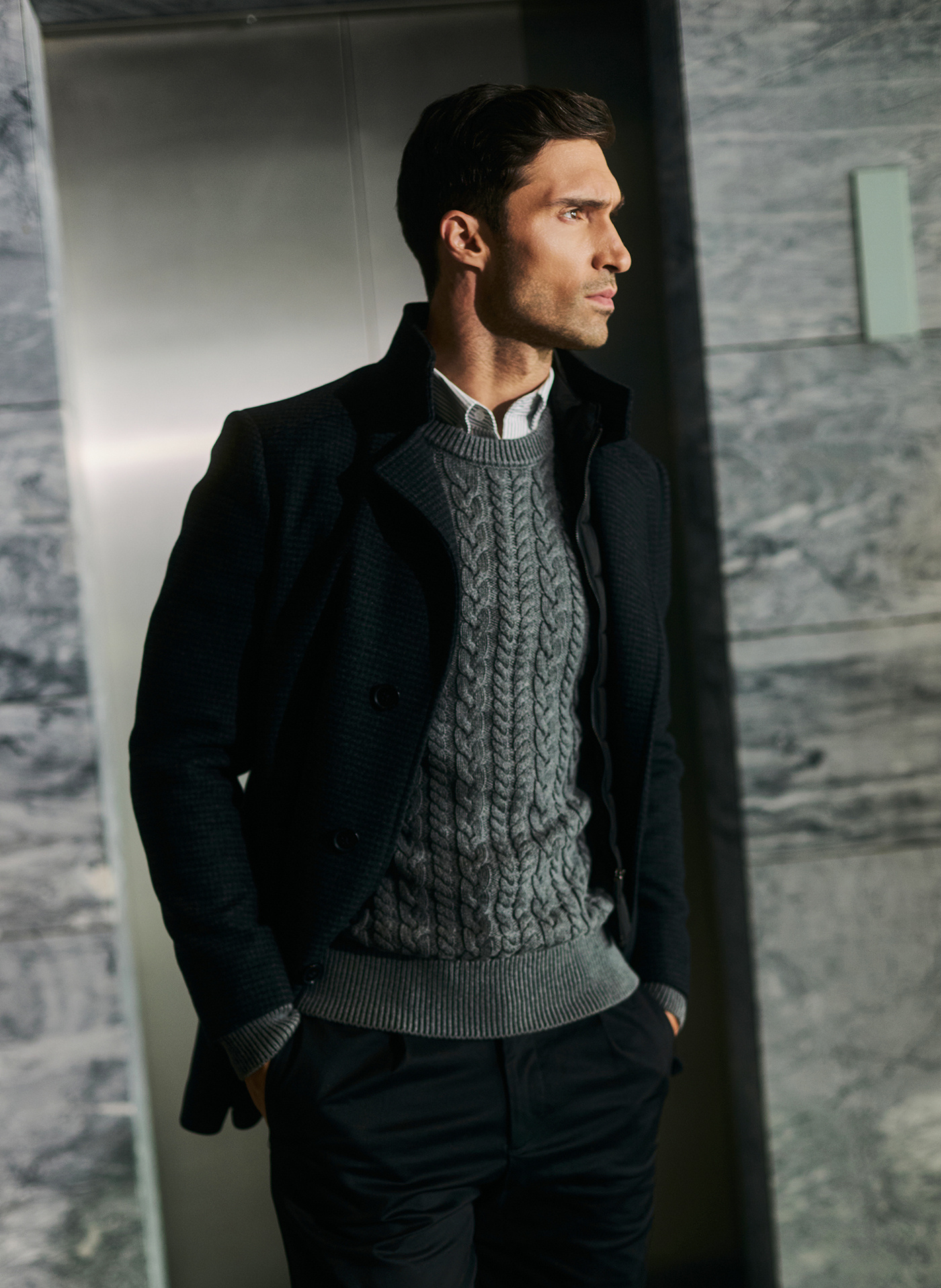 PAKO LORENTE - szary sweter męski z kaszmirem - Pako Lorente