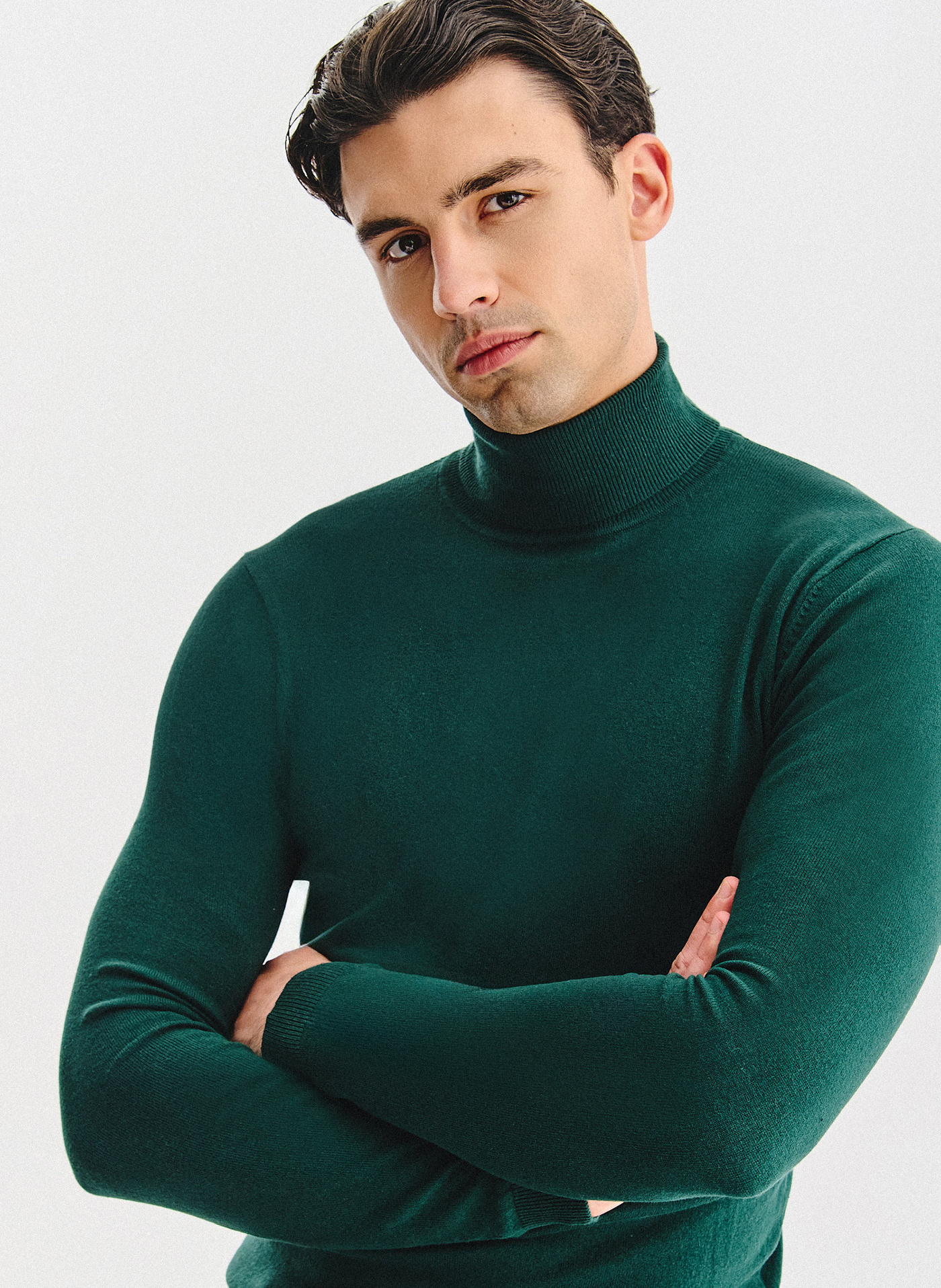 PAKO LORENTE - Ciemnozielony gładki golf męski - Pako Lorente