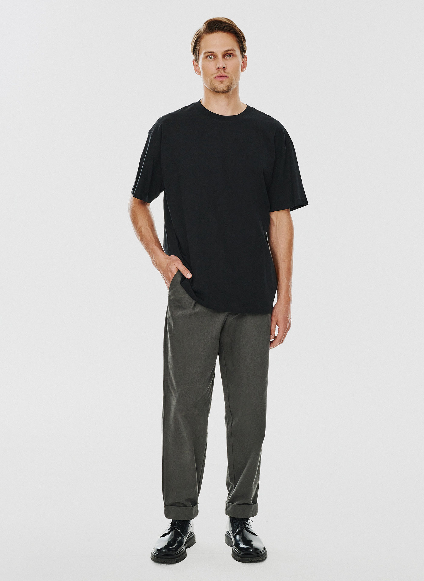 Czarny męski t-shirt basic - Pako Lorente