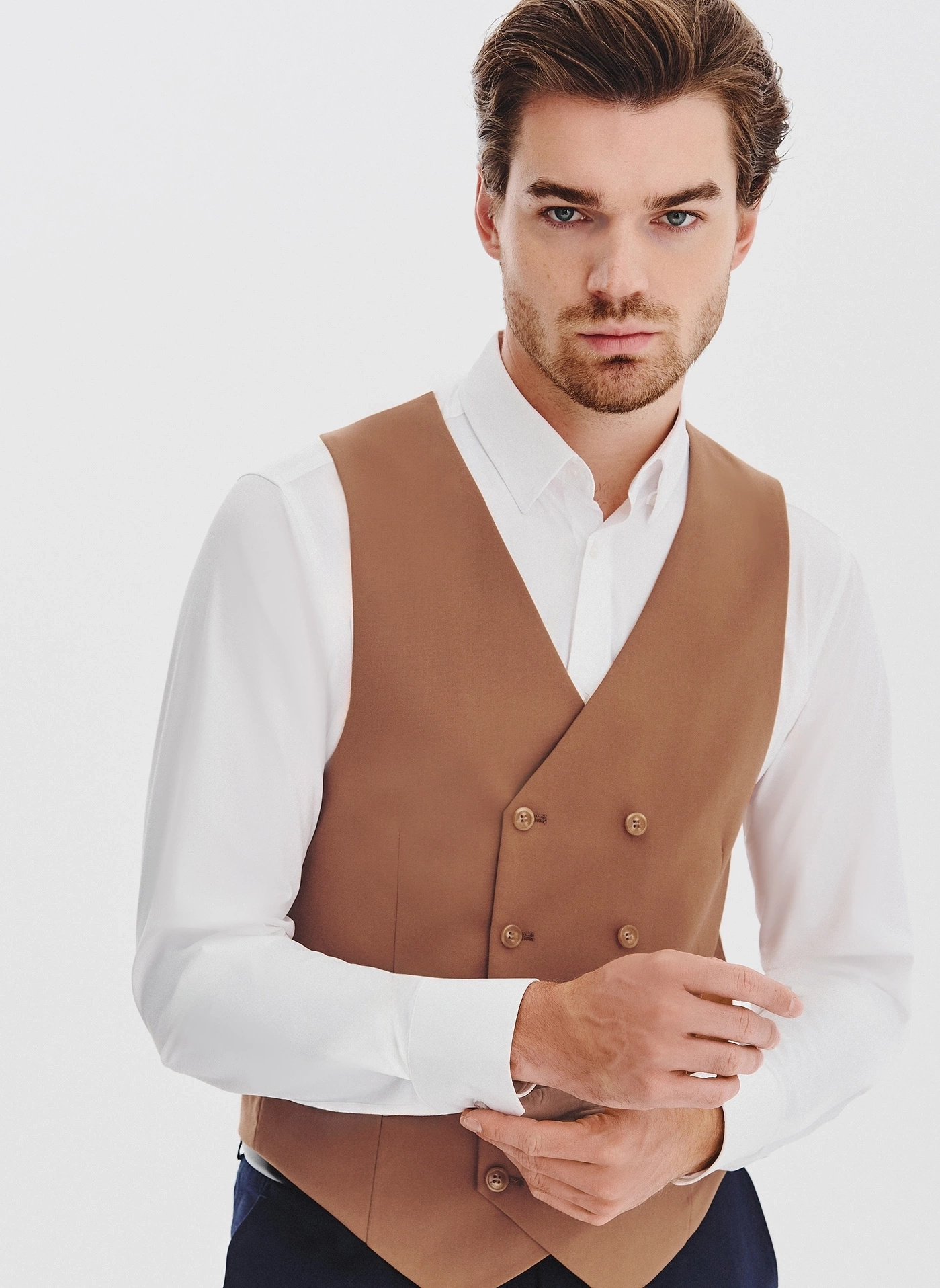 PAKO LORENTE - Ruda dwurzędowa kamizelka męska - Pako Lorente