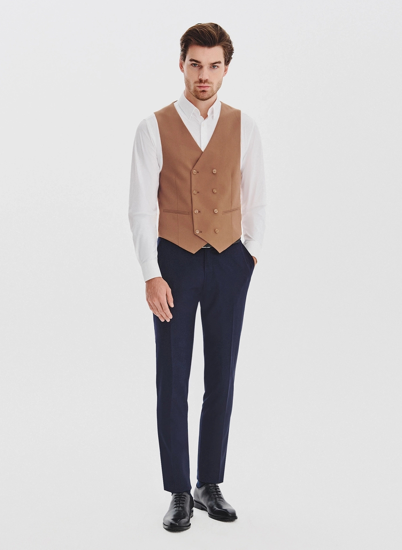 PAKO LORENTE - Ruda dwurzędowa kamizelka męska - Pako Lorente