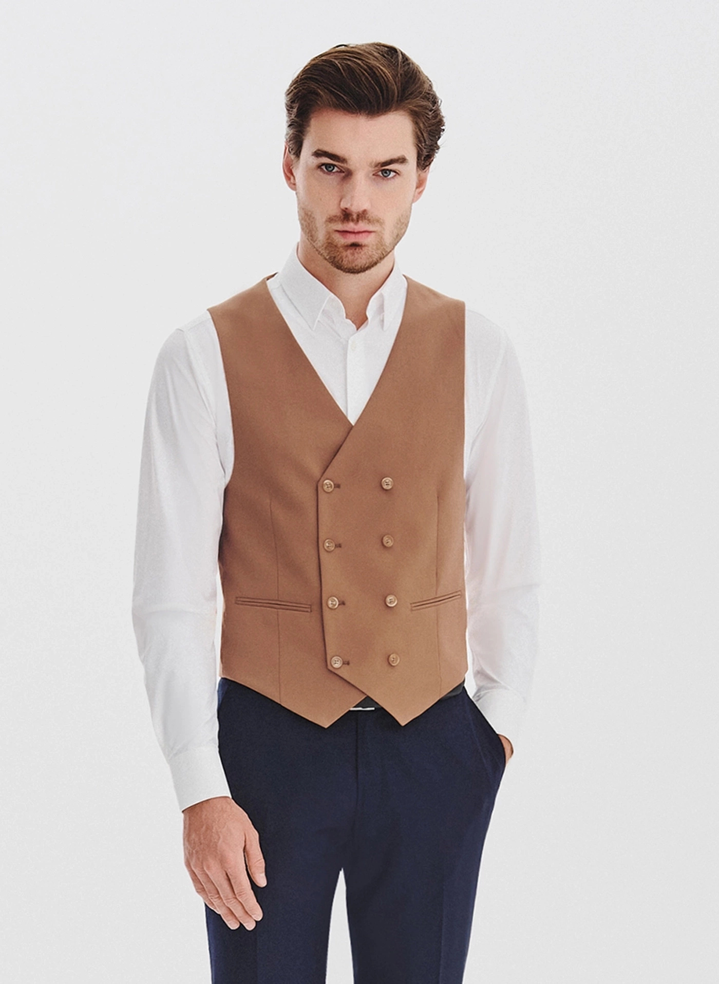 PAKO LORENTE - Ruda dwurzędowa kamizelka męska - Pako Lorente