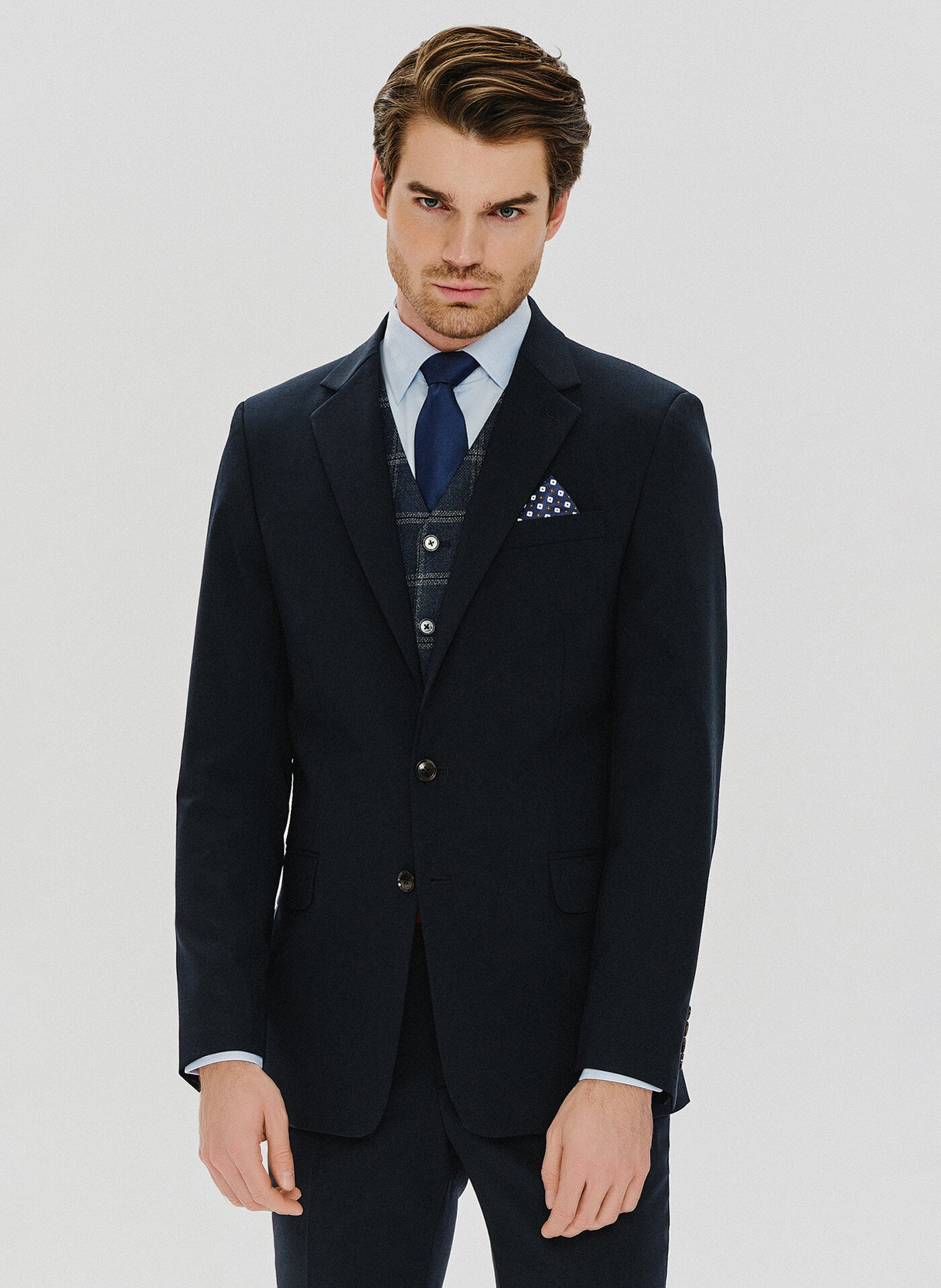 Gładka granatowa marynarka garniturowa - Pako Lorente