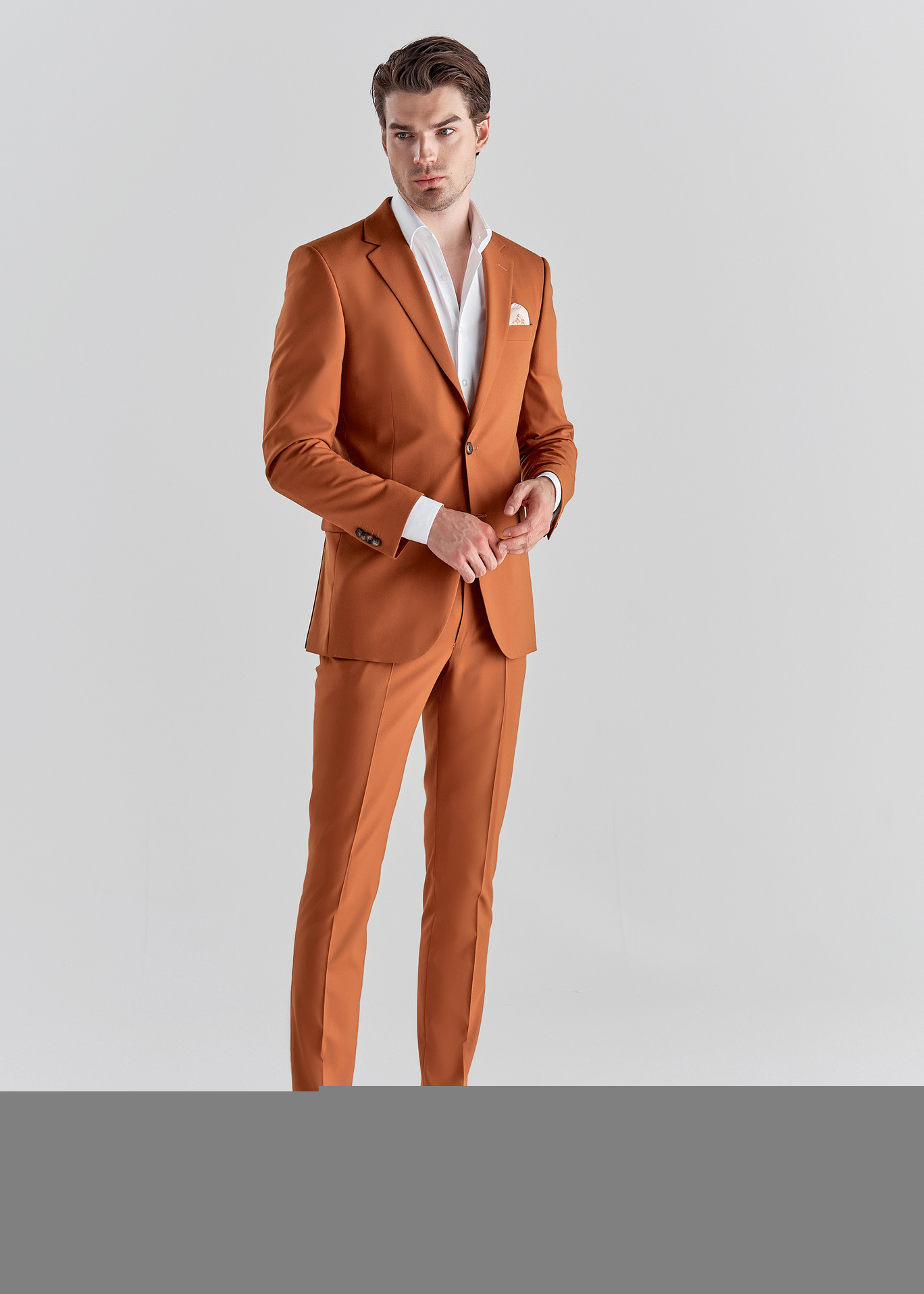 Pomarańczowe spodnie garniturowe P22SF-6G-021-P-S - Pako Lorente