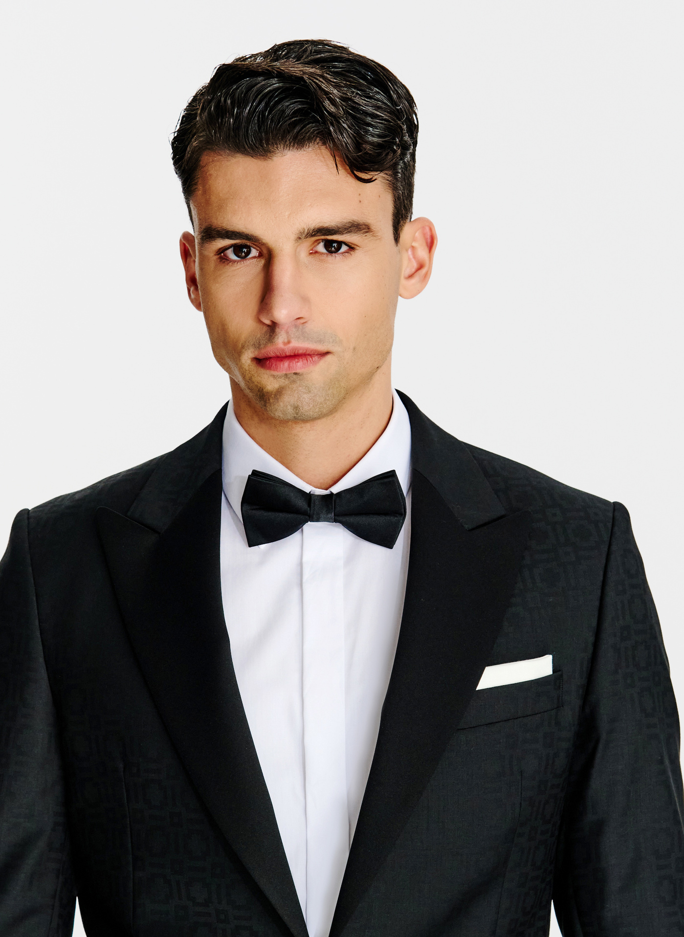 Czarna żakardowa marynarka smokingowa - Pako Lorente