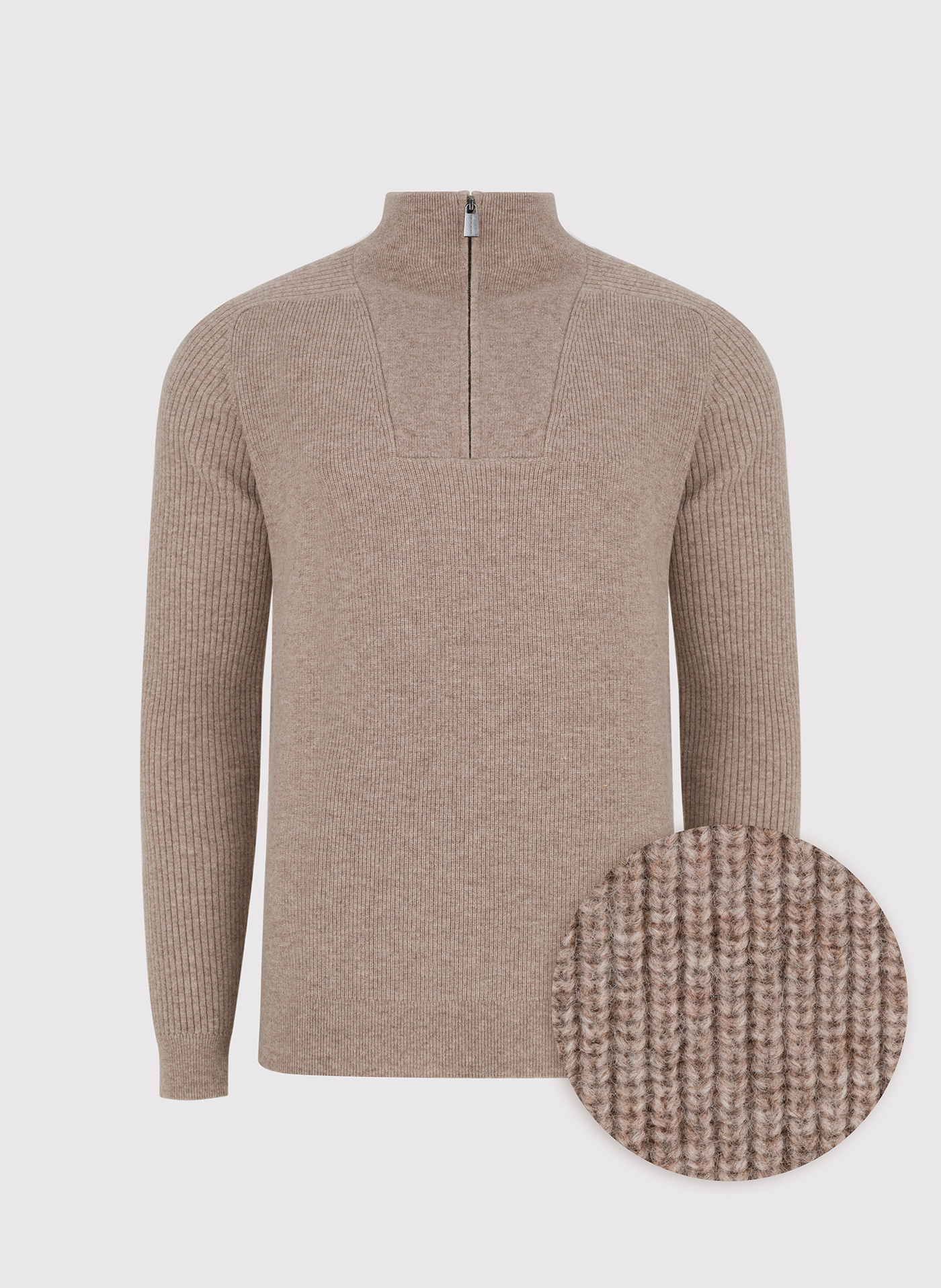 PAKO LORENTE - Beżowy sweter z rozpinaną stójką - Pako Lorente