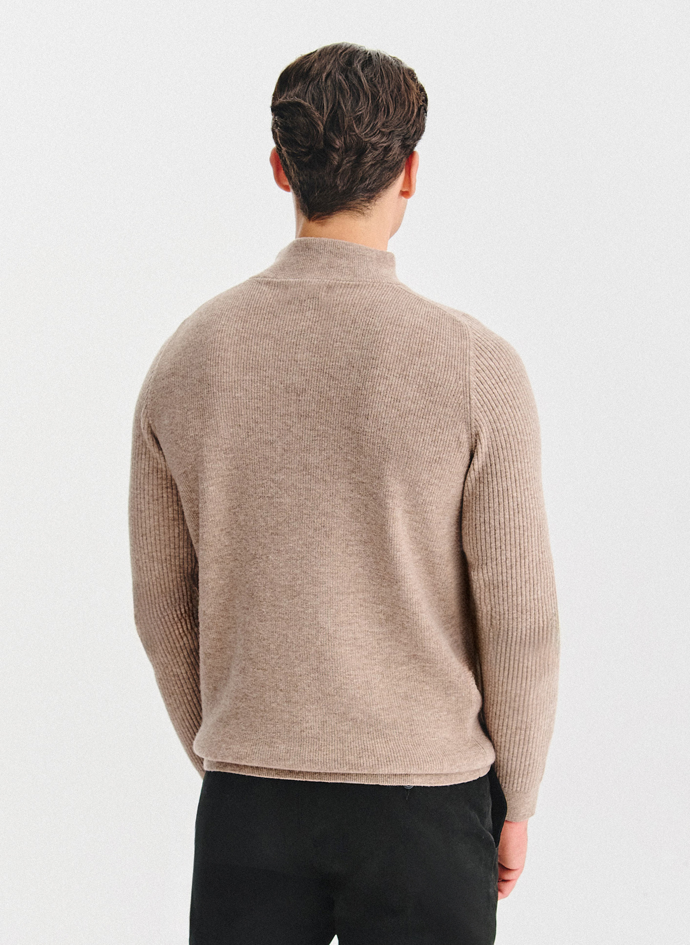 PAKO LORENTE - Beżowy sweter z rozpinaną stójką - Pako Lorente