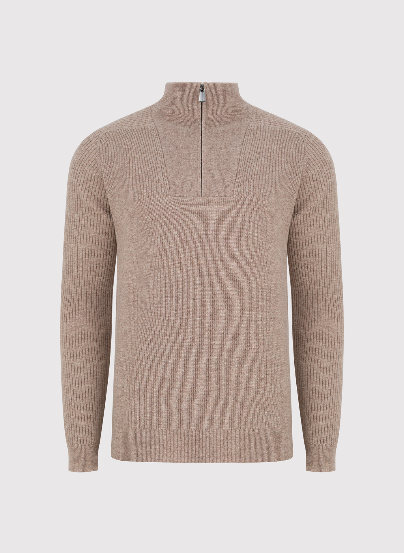 PAKO LORENTE - Beżowy sweter z rozpinaną stójką - Pako Lorente