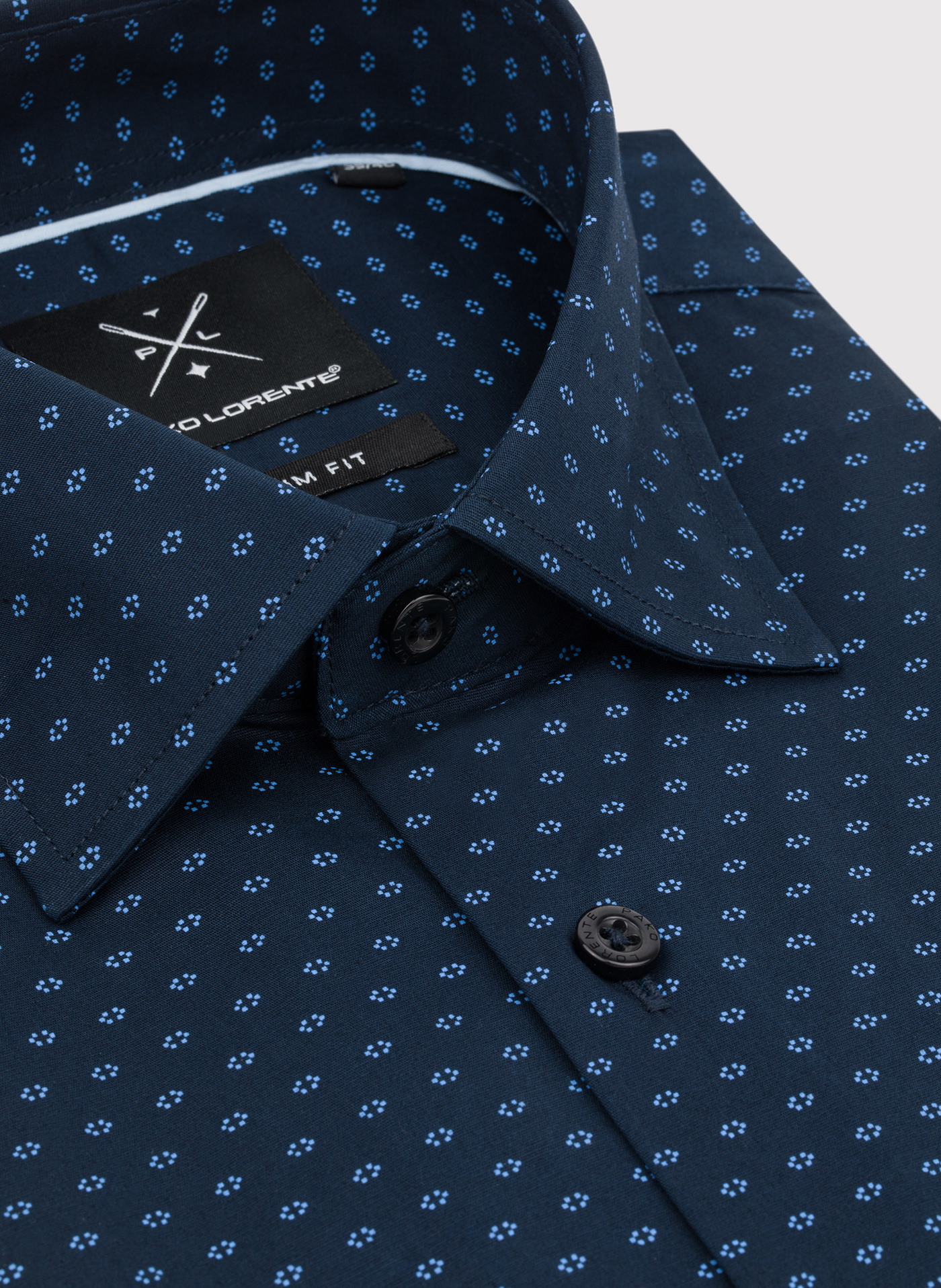 Granatowa koszula męska w mikrowzór - Pako Lorente