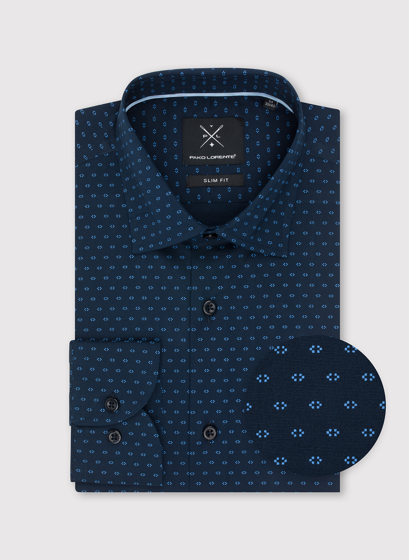 Granatowa koszula męska w mikrowzór - Pako Lorente