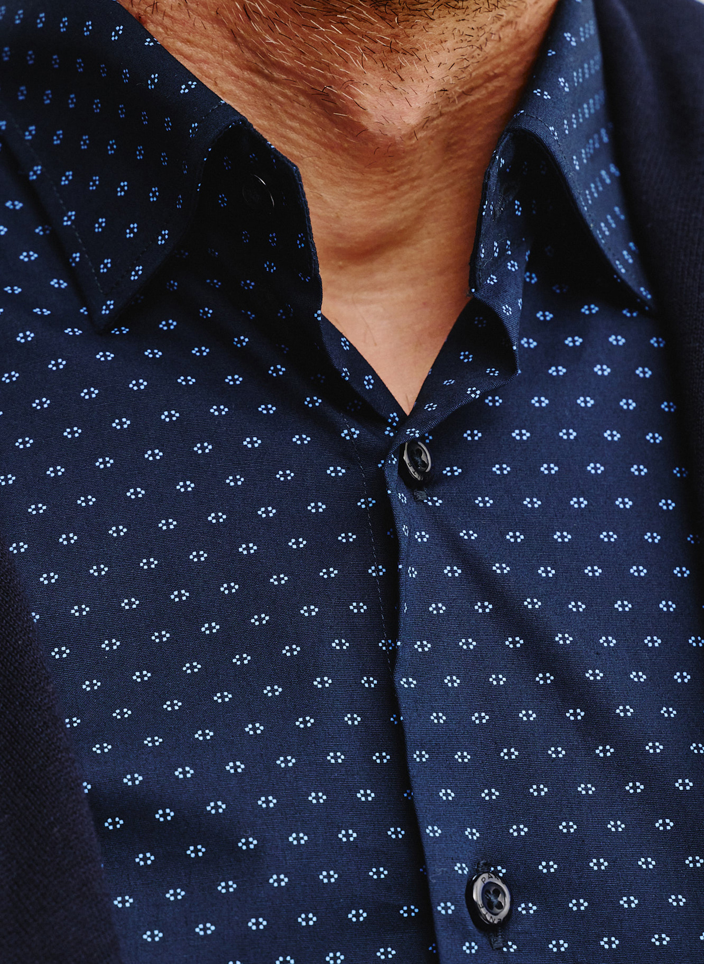 Granatowa koszula męska w mikrowzór - Pako Lorente