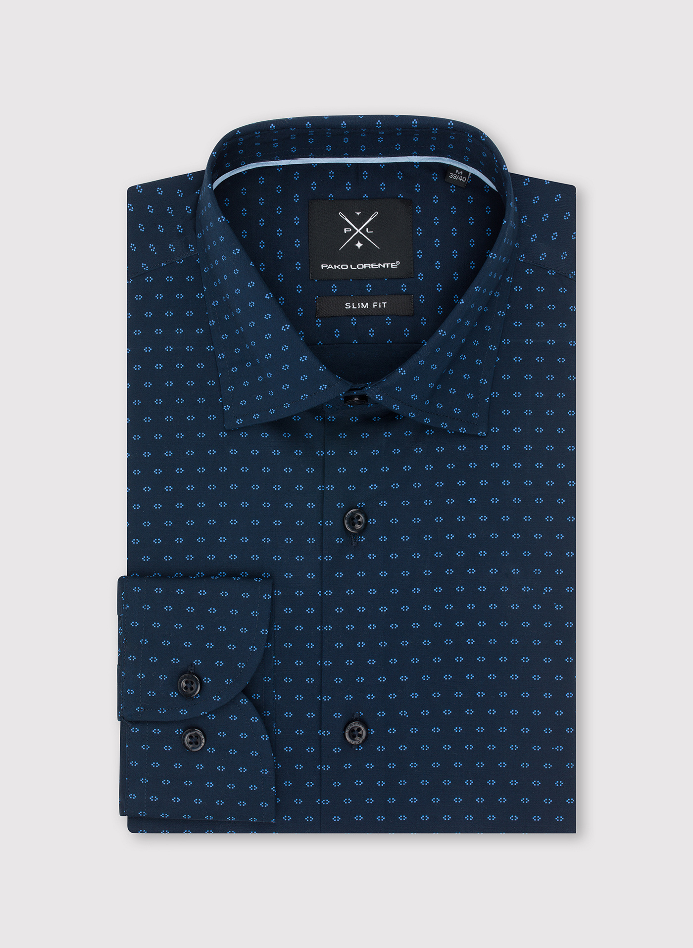 Granatowa koszula męska w mikrowzór - Pako Lorente