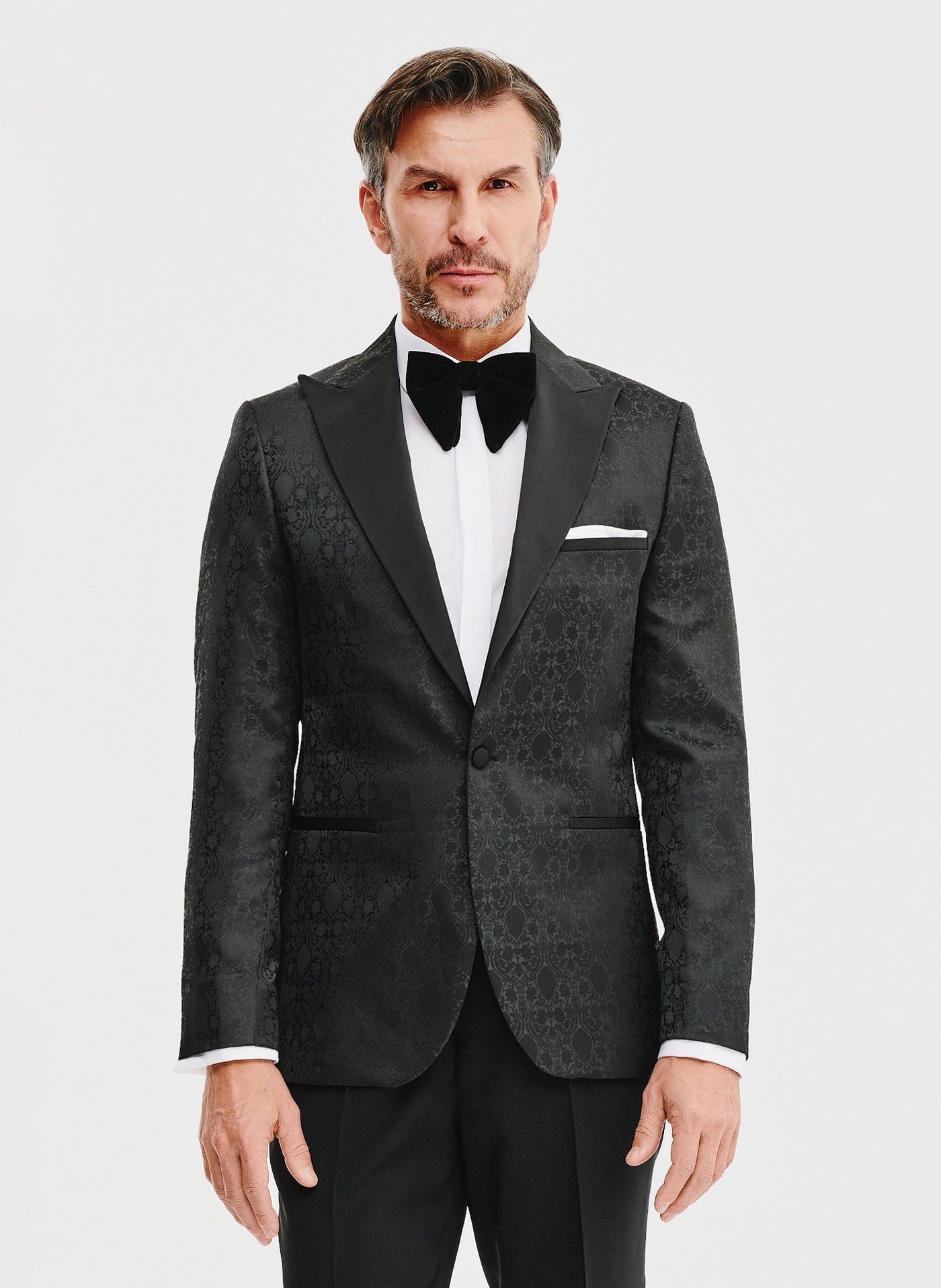 Czarna żakardowa marynarka smokingowa - Pako Lorente