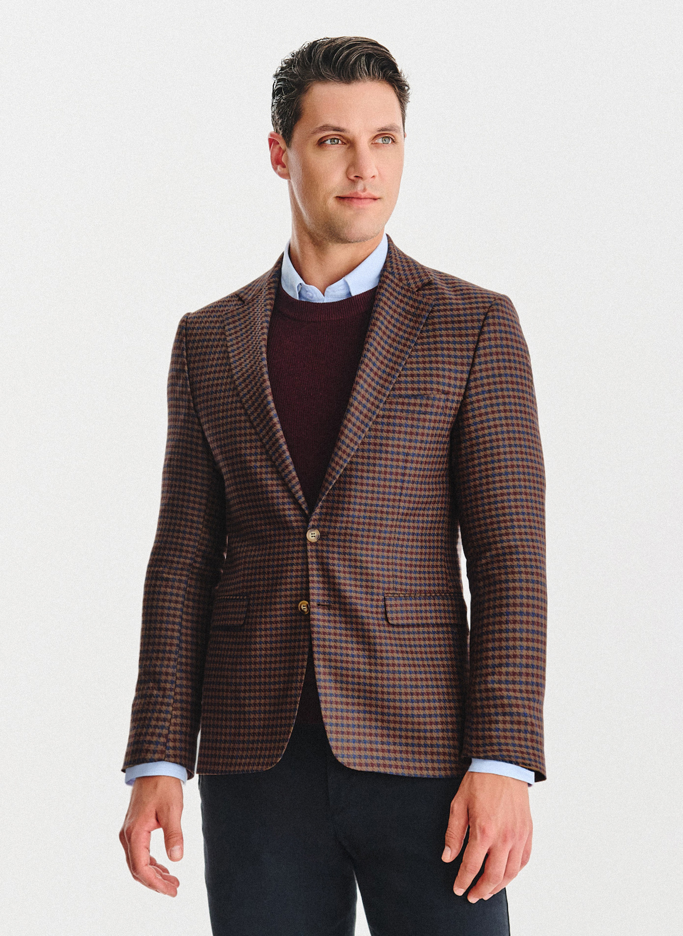 Brązowa marynarka w drobną kratę - Pako Lorente