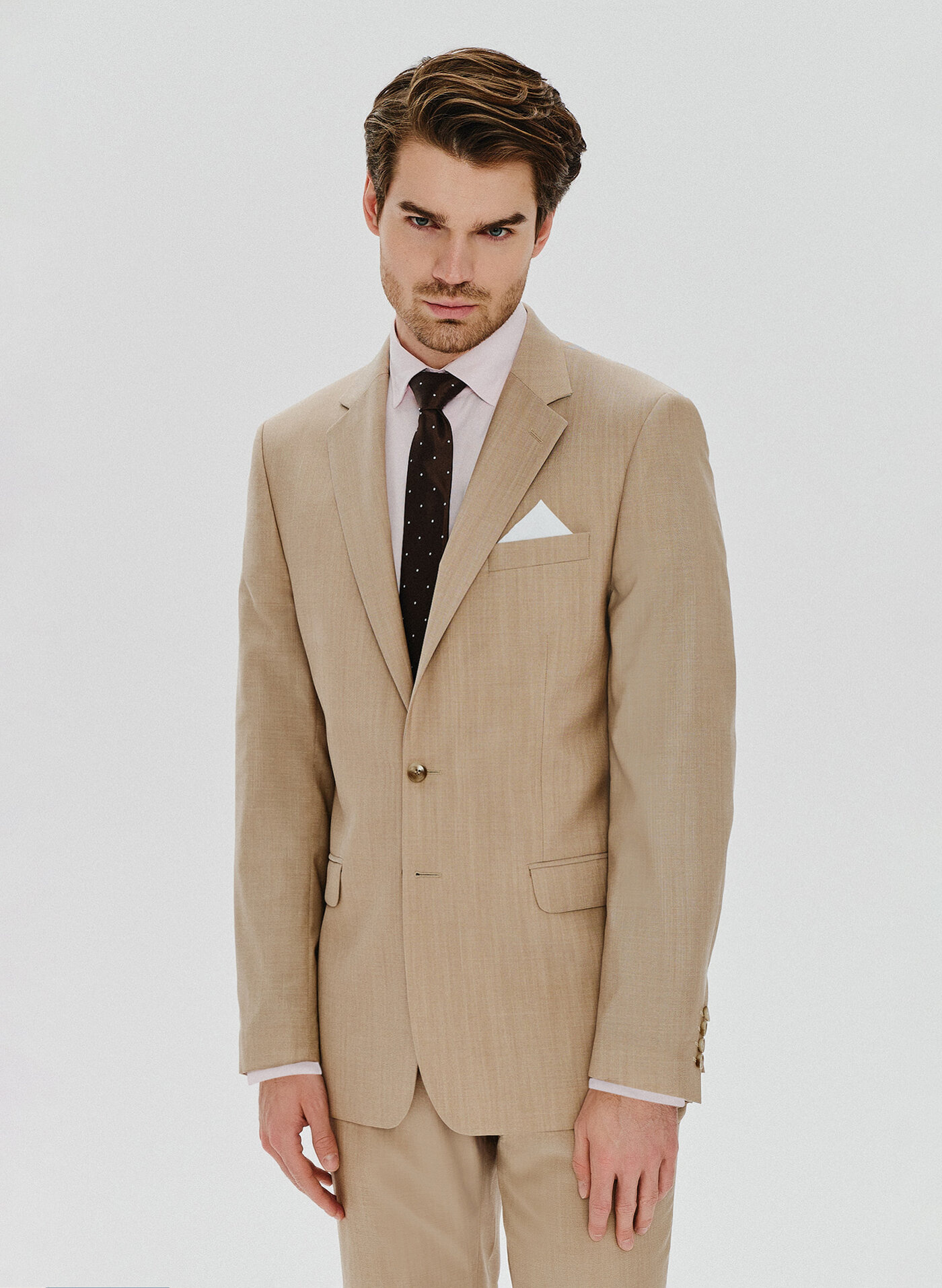 Beżowa wełniana marynarka męska - Pako Lorente