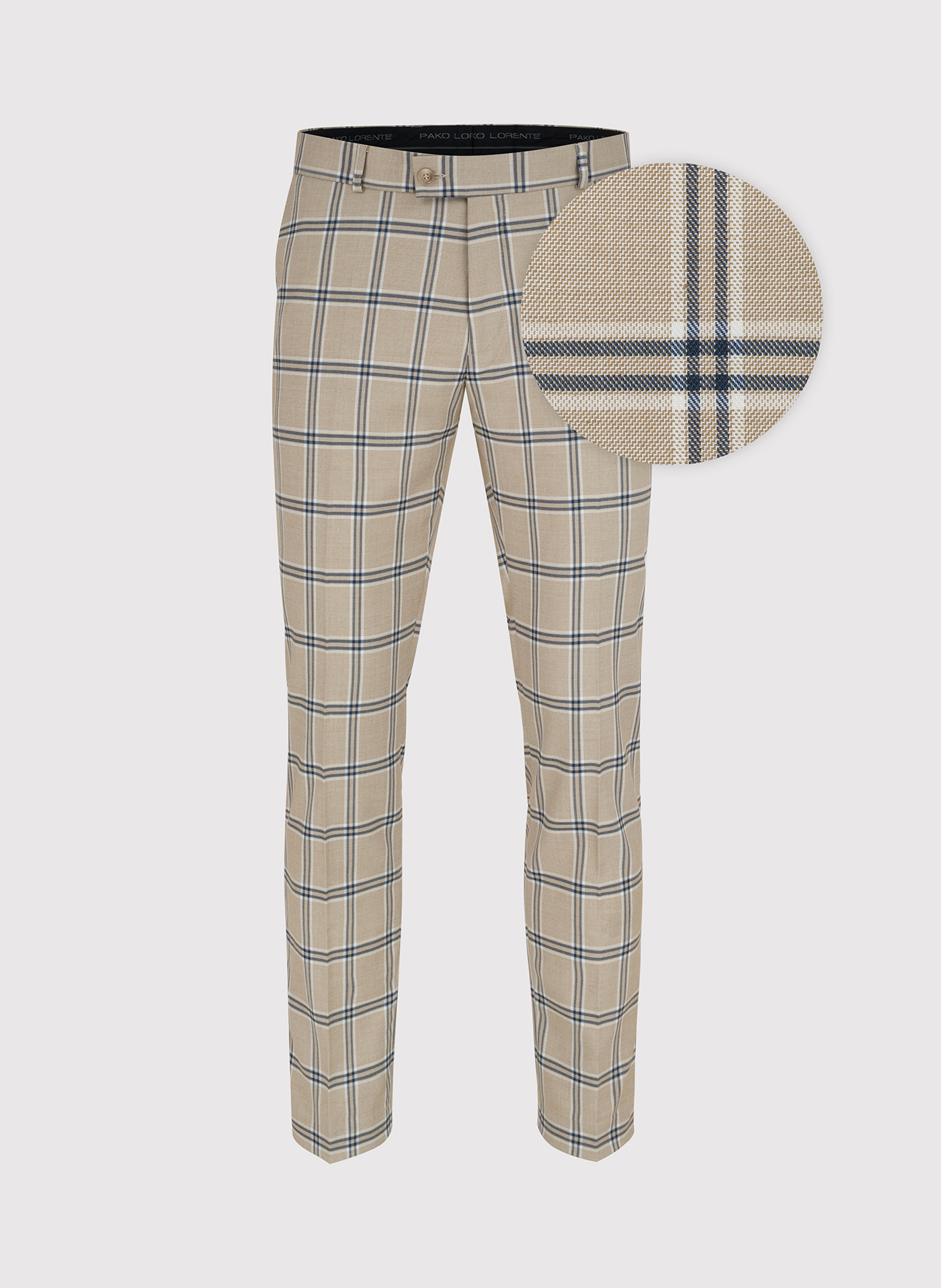 Spodnie garniturowe w kolorze beżowym w kratę - Pako Lorente