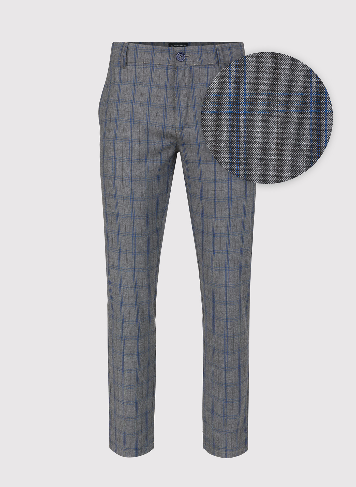 Szare spodnie męskie w niebieską kratę - Pako Lorente