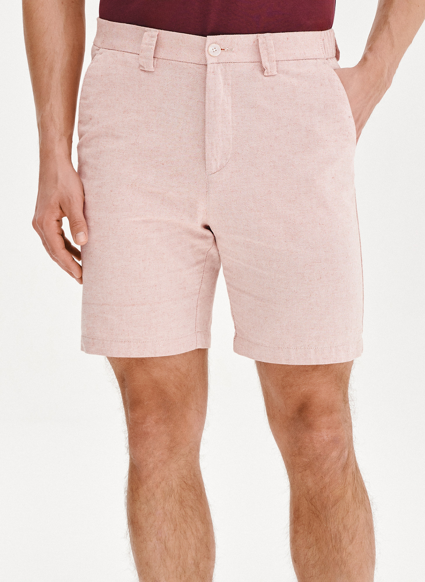 PAKO LORENTE - Różowe szorty męskie z lnem - Pako Lorente