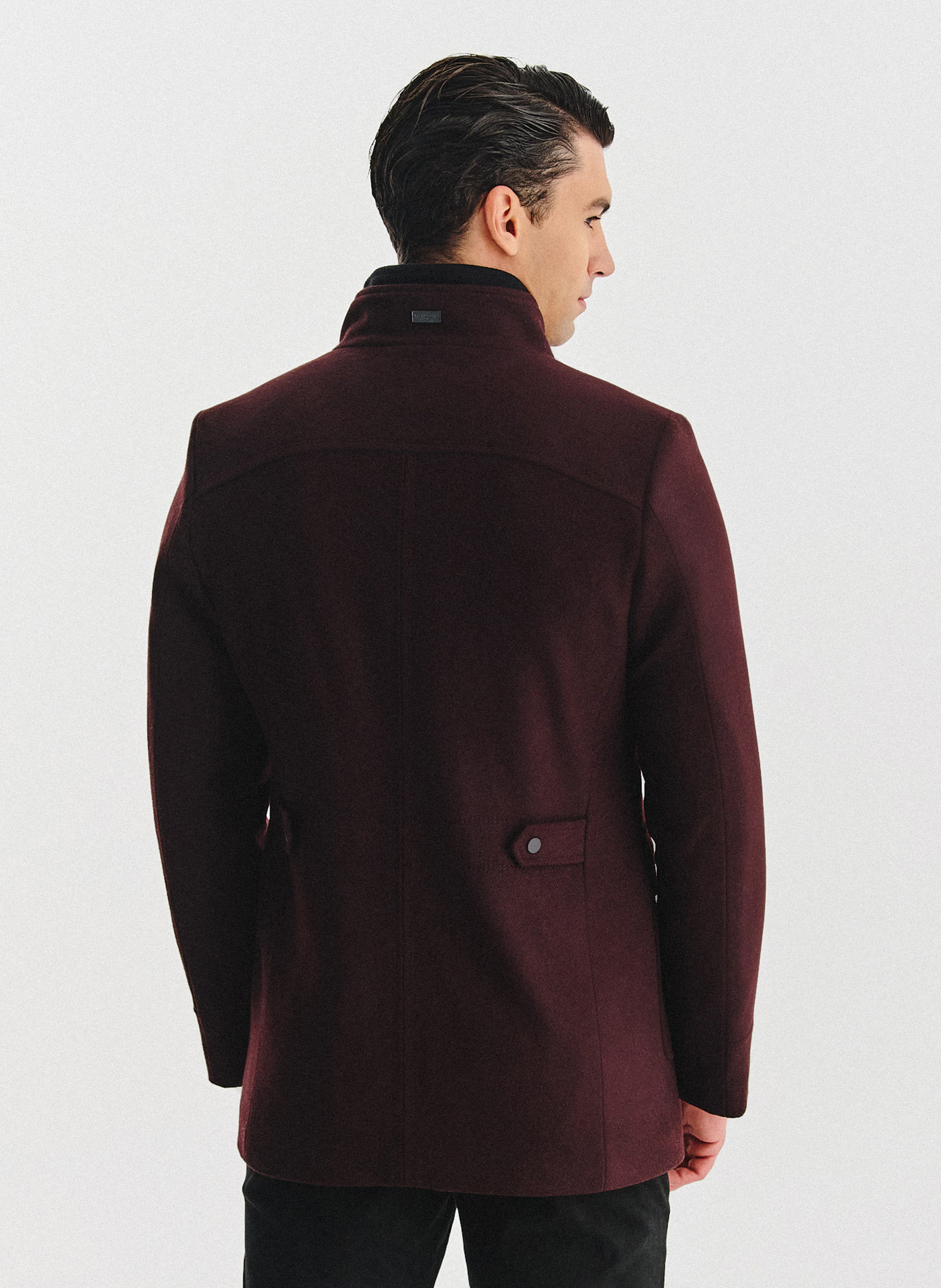 PAKO LORENTE - Bordowy płaszcz zapinany na guziki - Pako Lorente