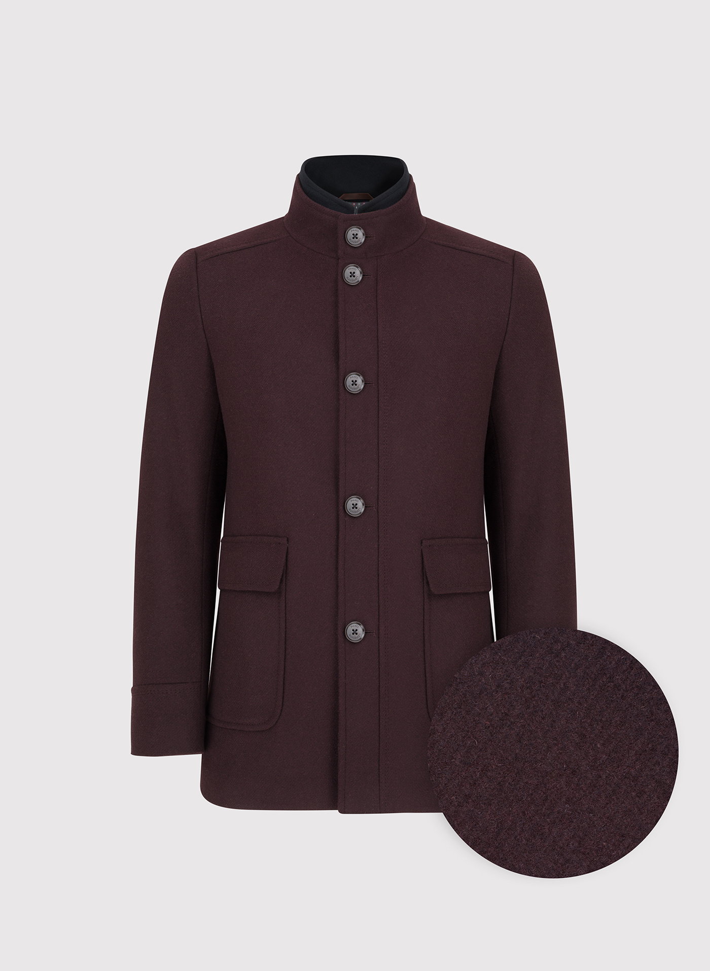 PAKO LORENTE - Bordowy płaszcz zapinany na guziki - Pako Lorente