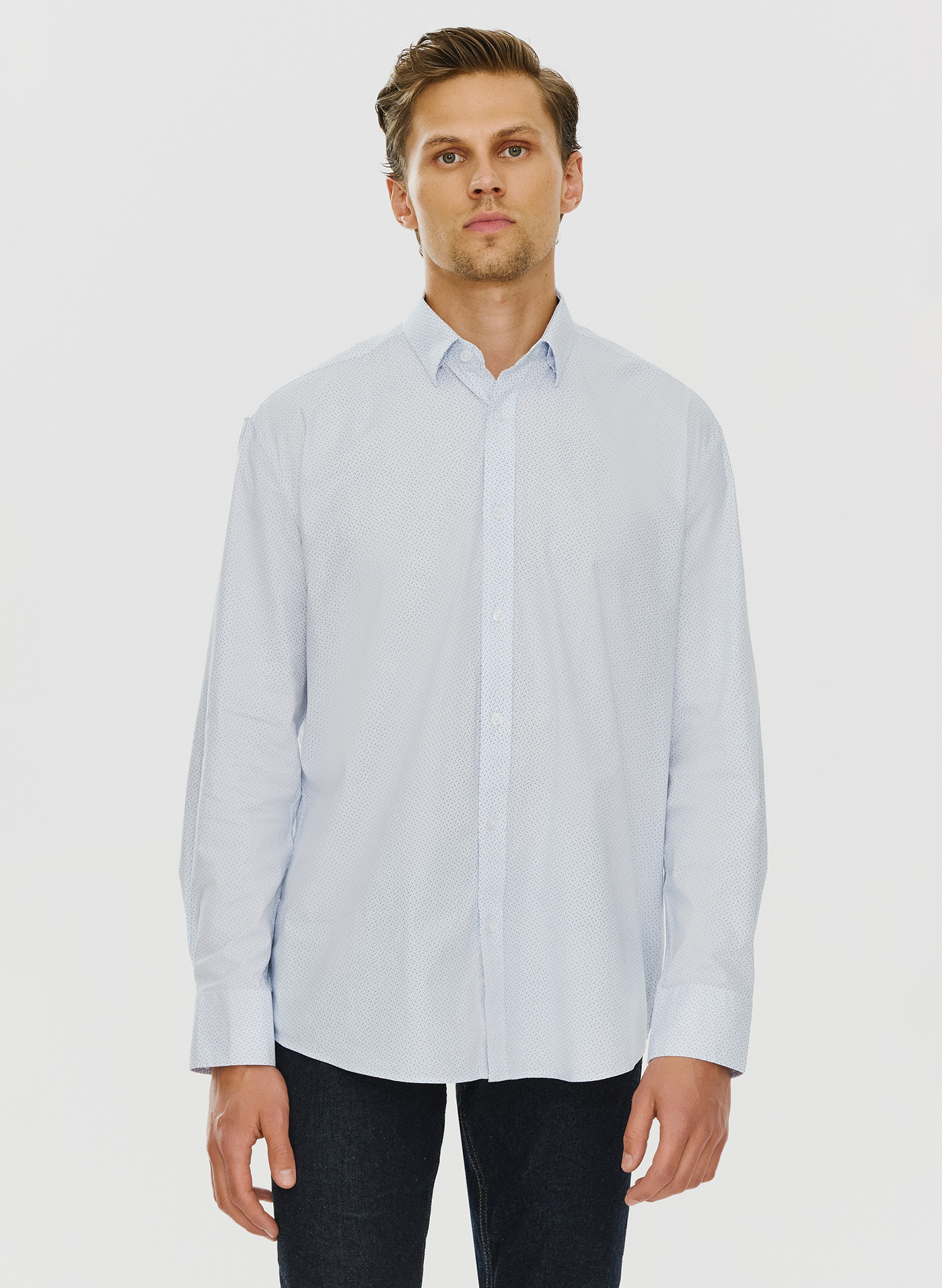 Koszula o kroju Regular w mikrowzór P24SF-1X-026-B-R - Pako Lorente - Pako Lorente