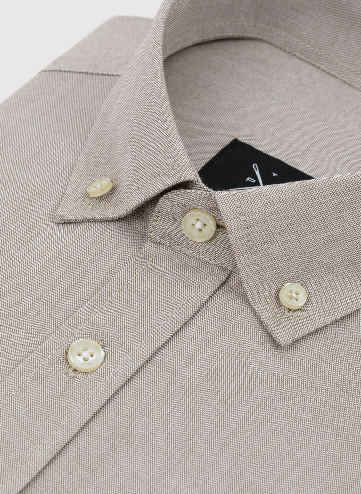 Gładka koszula męska beżowa długi rękaw - Pako Lorente