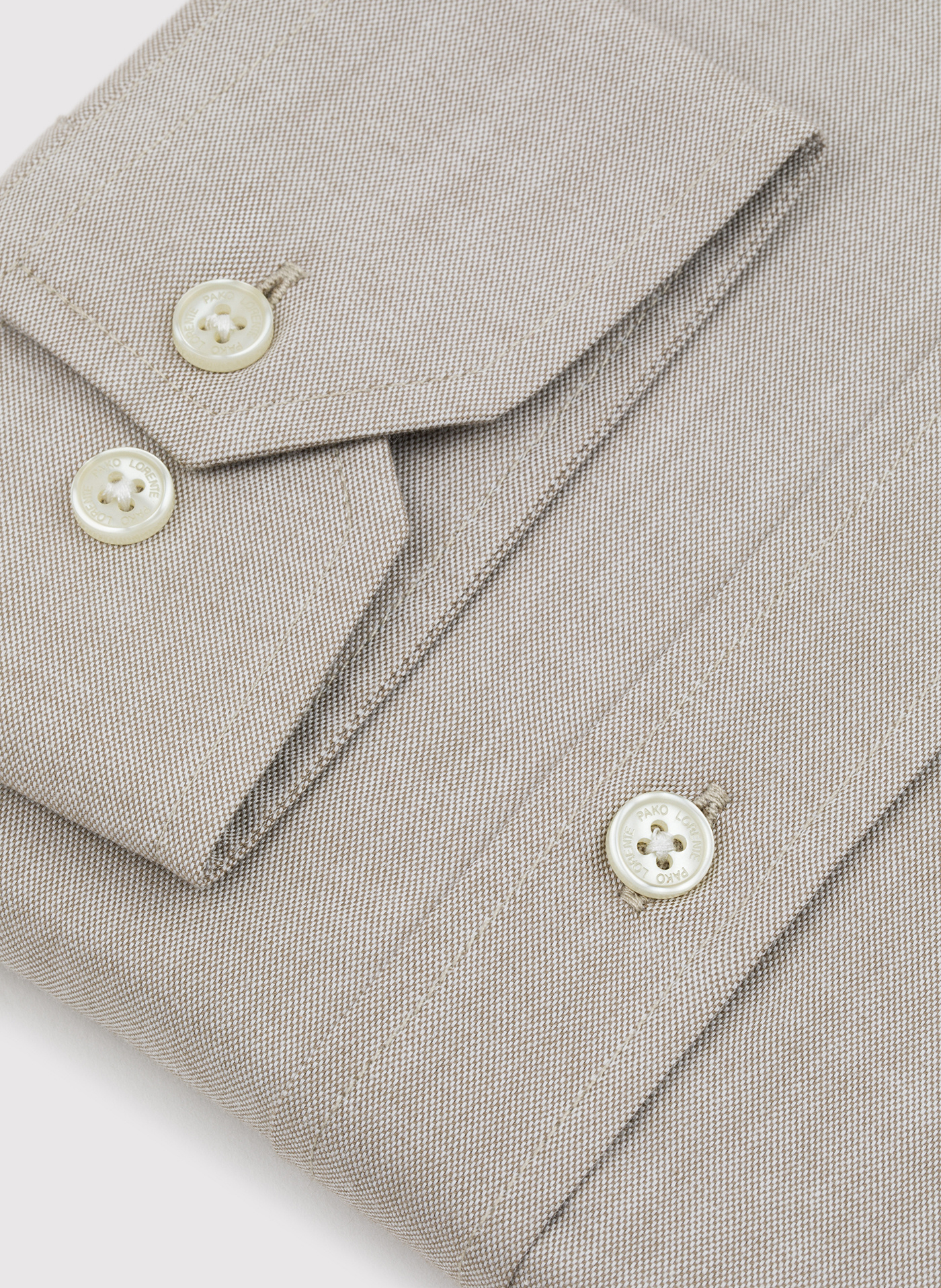 Gładka koszula męska beżowa długi rękaw - Pako Lorente