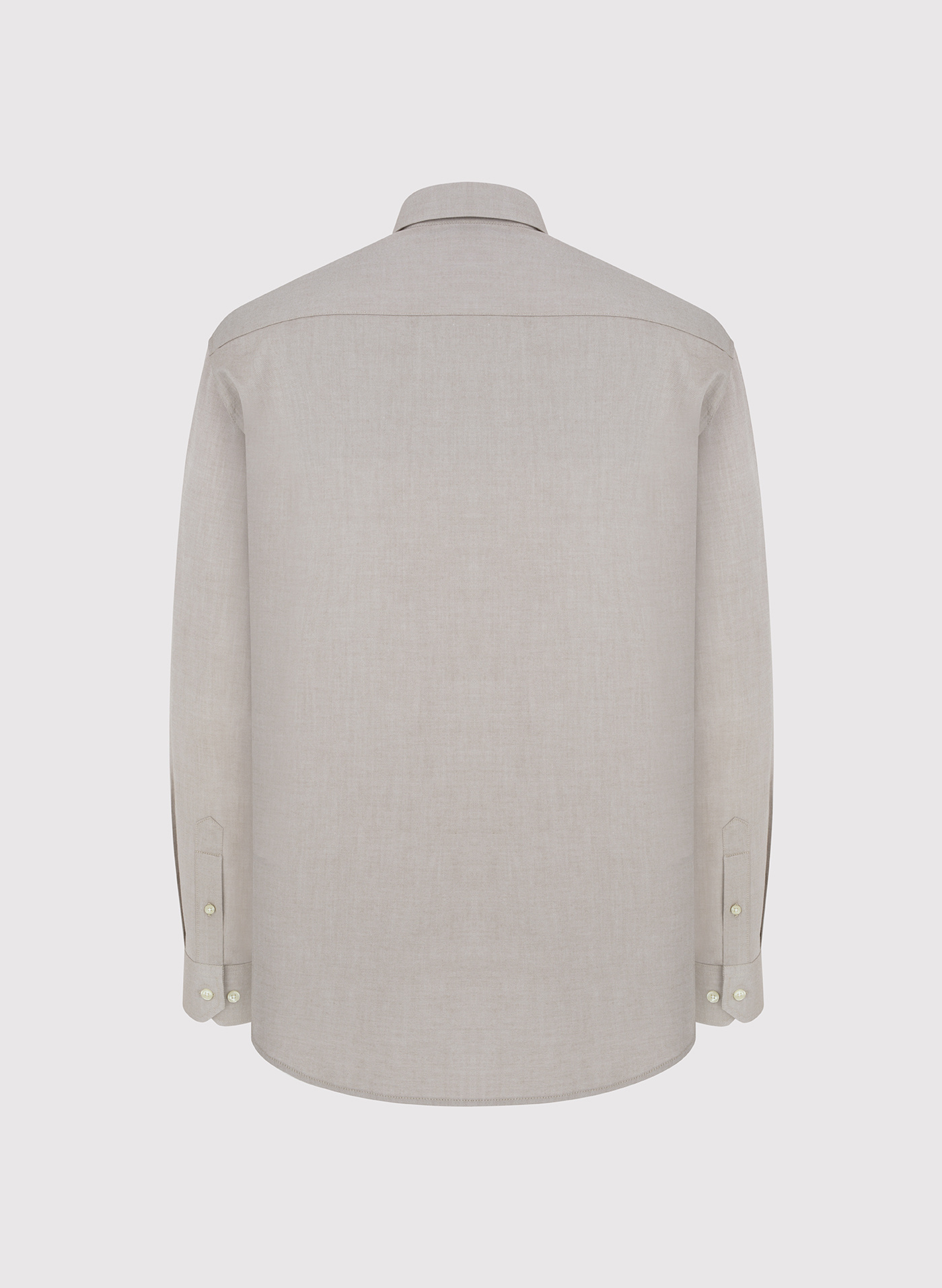 Gładka koszula męska beżowa długi rękaw - Pako Lorente