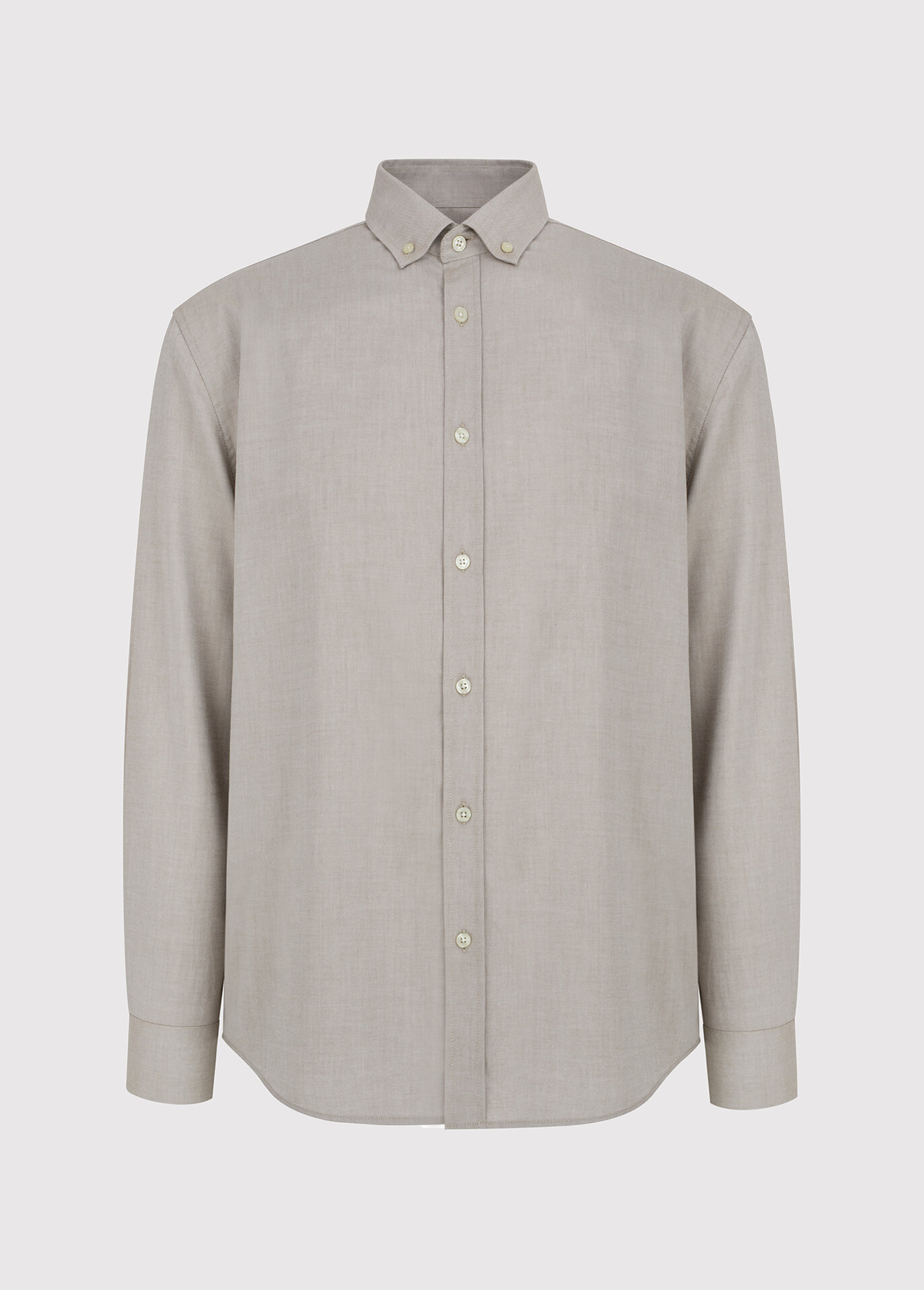 Gładka koszula męska beżowa długi rękaw - Pako Lorente