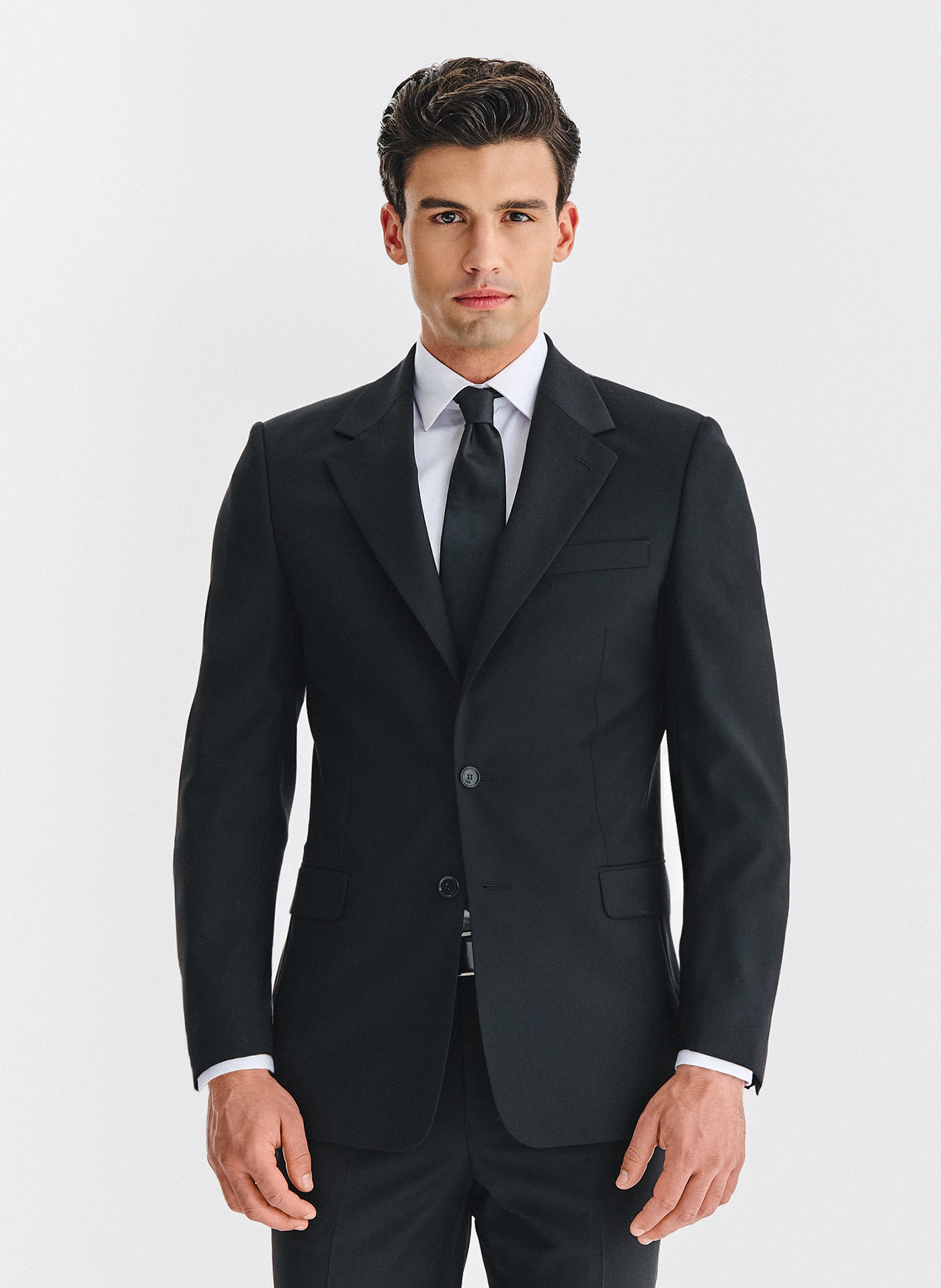 PAKO LORENTE - Wełniany czarny garnitur męski - Pako Lorente