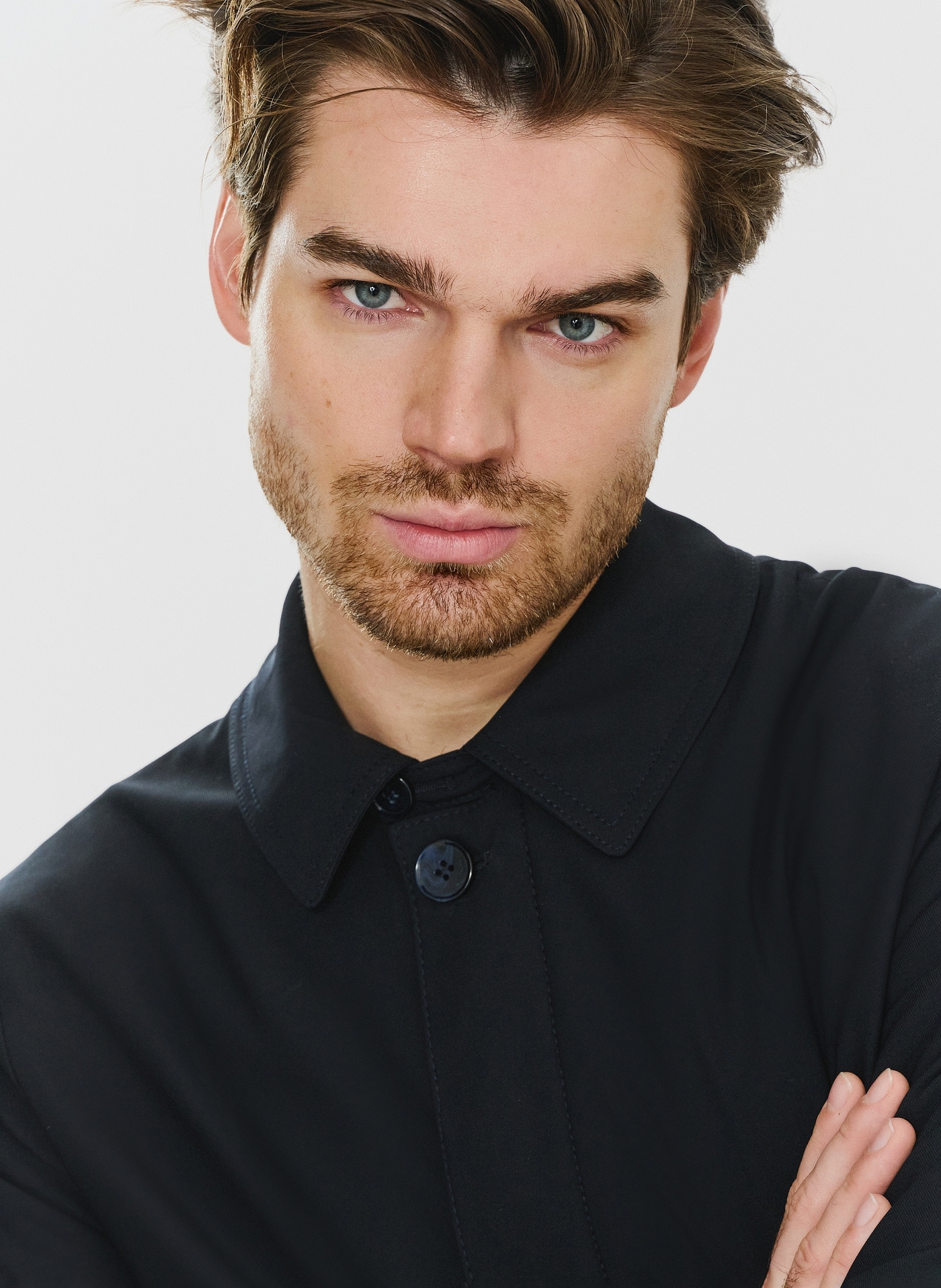 Granatowy przejściowy płaszcz męski P23WF-7X-010-G-0 - Pako Lorente - Pako Lorente