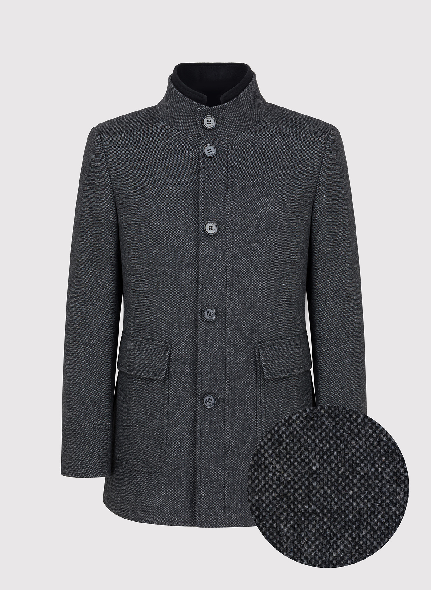 Szary płaszcz męski zapinany na guziki - Pako Lorente