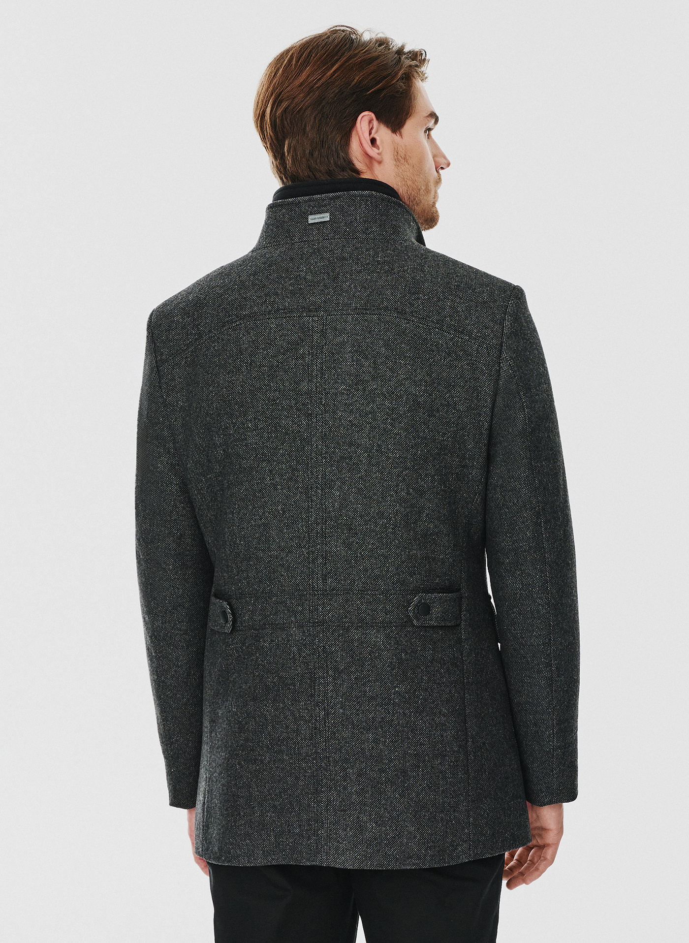 Szary płaszcz męski zapinany na guziki - Pako Lorente