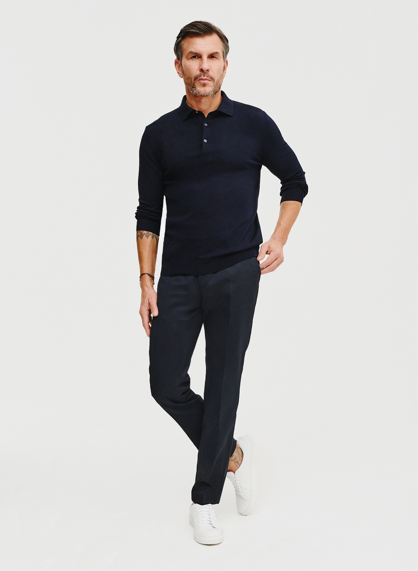 Sweter polo w kolorze granatowym - Pako Lorente