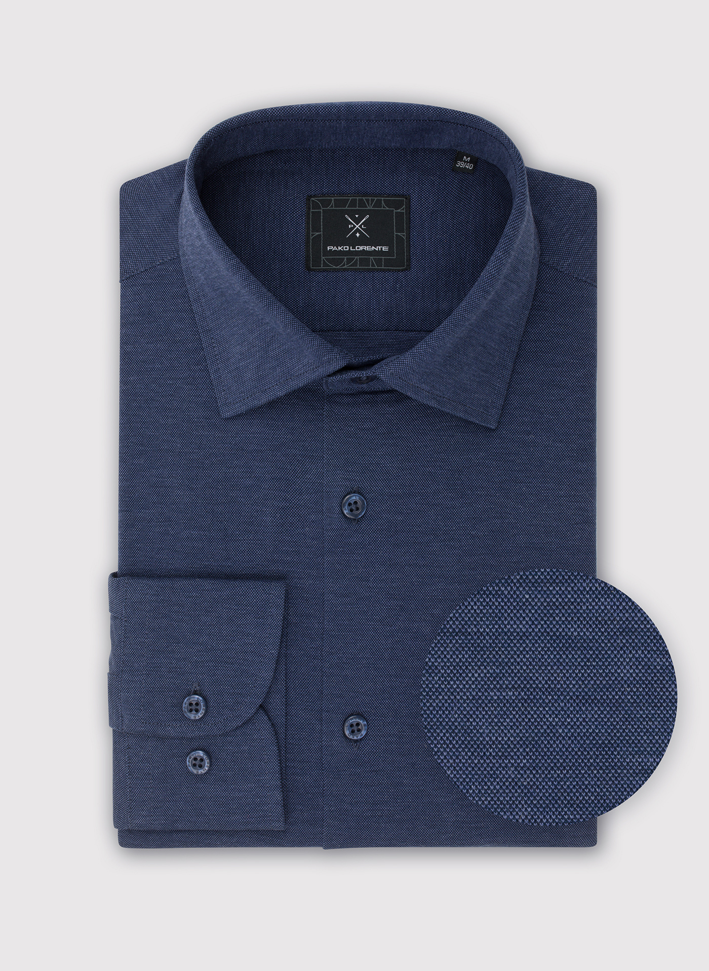 Ciemna niebieska bawełniana koszula męska - Pako Lorente