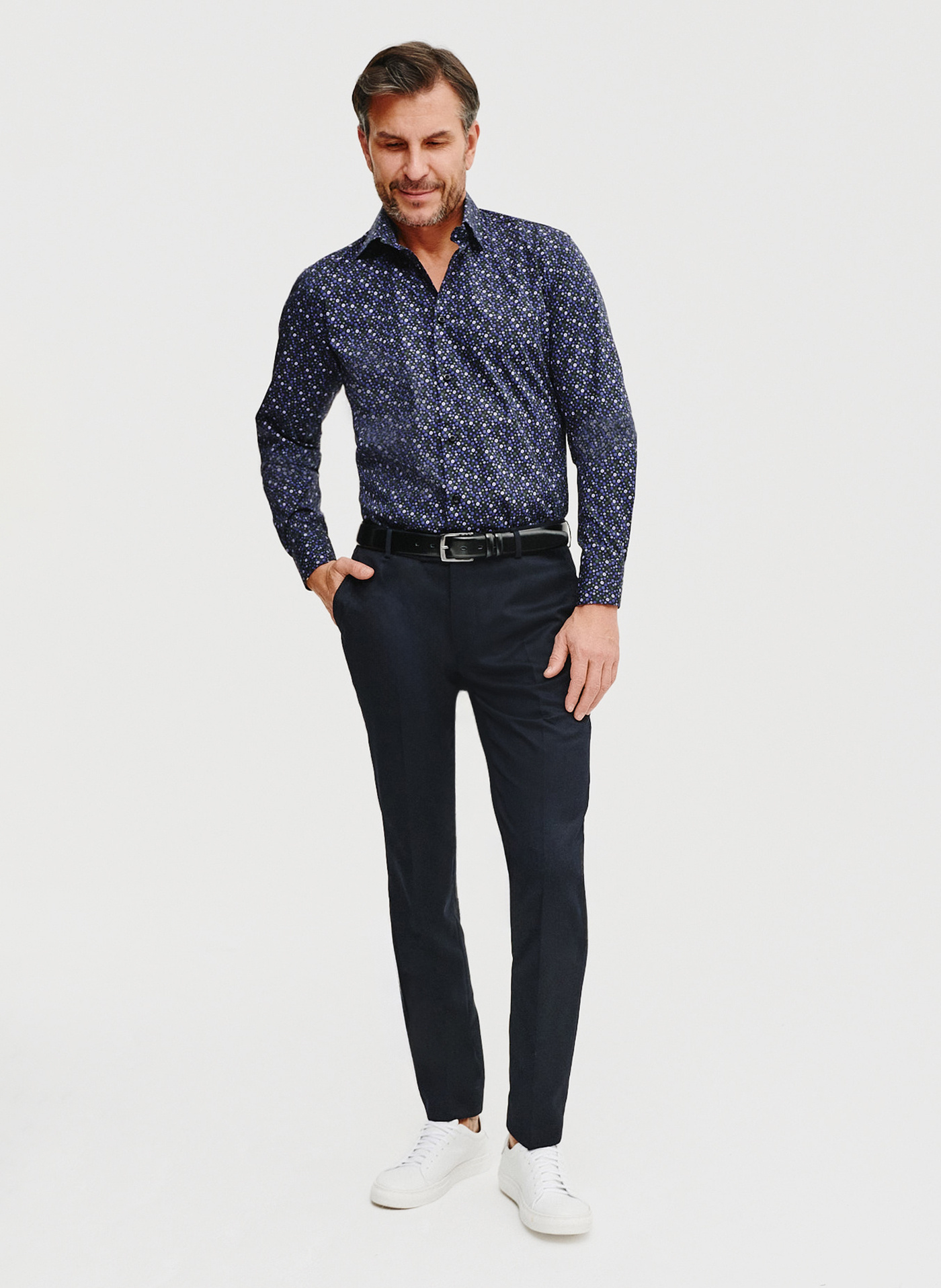 Męska koszula w kwiatowy mikrowzór - Pako Lorente