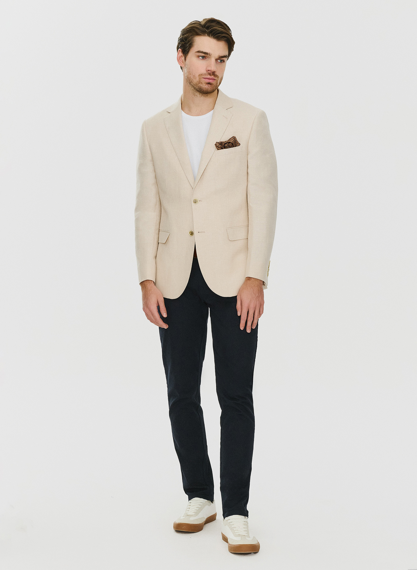 Lniana marynarka męska w kolorze beżowym - Pako Lorente