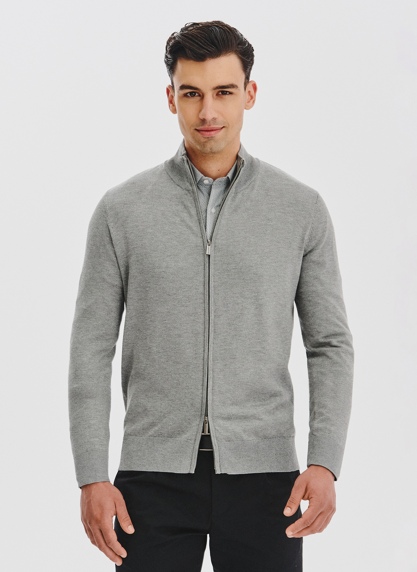 PAKO LORENTE - Szary rozpinany sweter męski - Pako Lorente