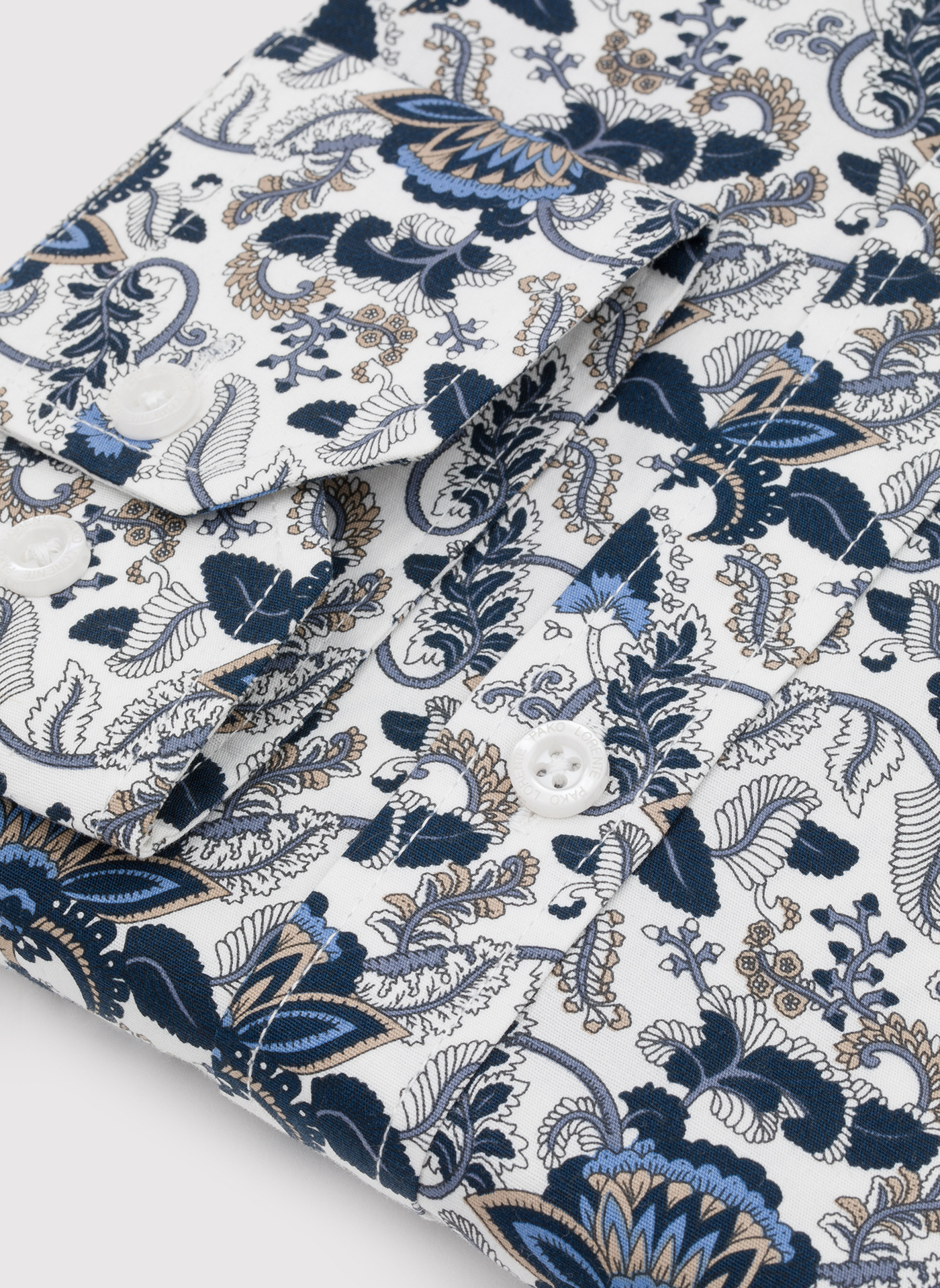 PAKO LORENTE - Biała koszula męska niebieskie kwiaty - Pako Lorente