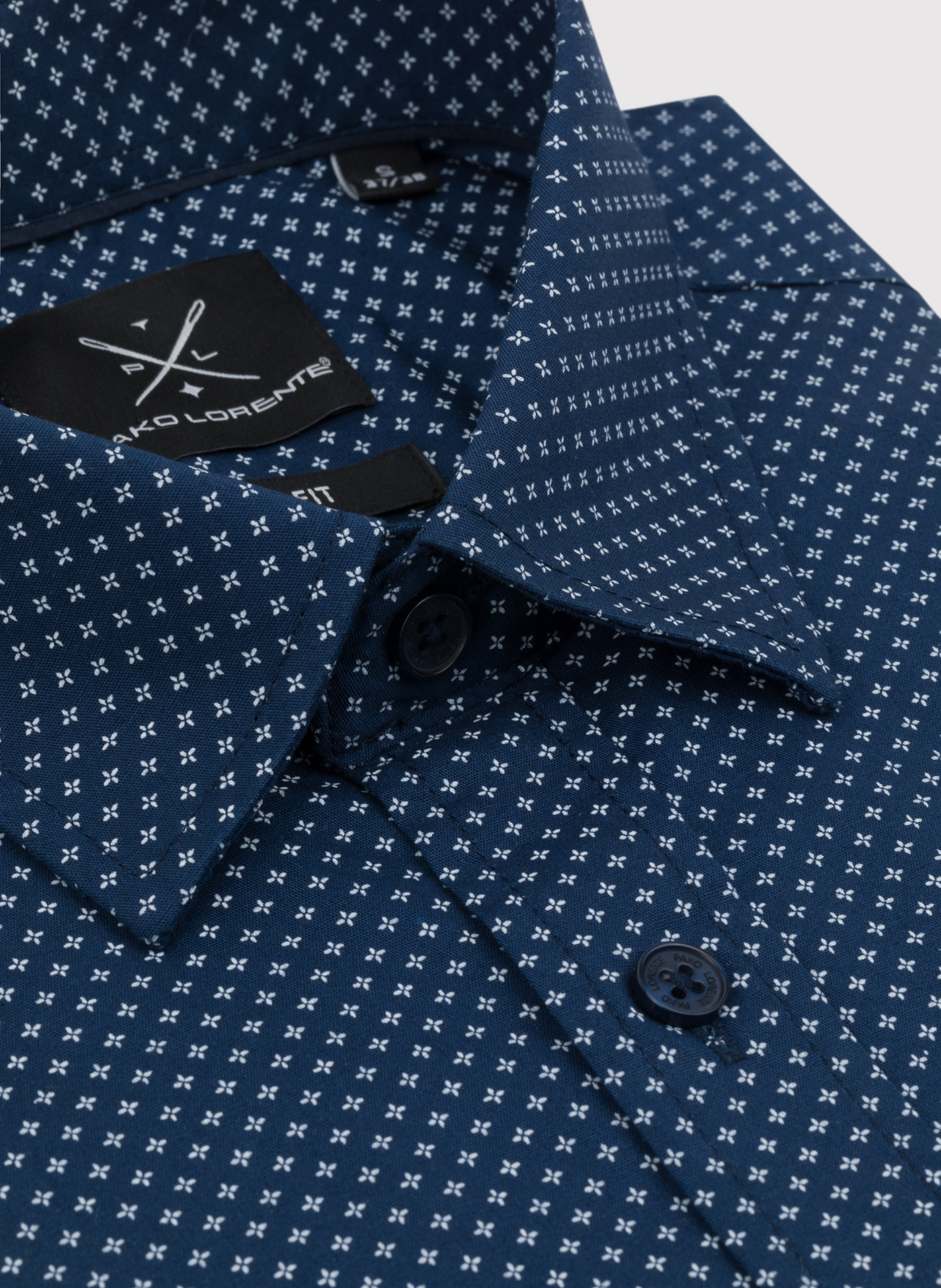 Granatowa koszula w drobny wzór P24SF-1X-027-G-S - Pako Lorente - Pako Lorente
