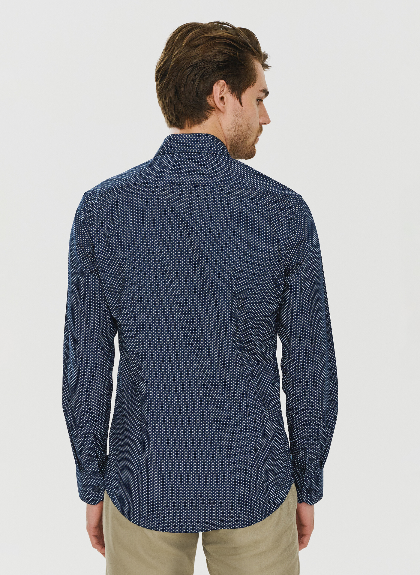 Granatowa koszula w drobny wzór P24SF-1X-027-G-S - Pako Lorente - Pako Lorente