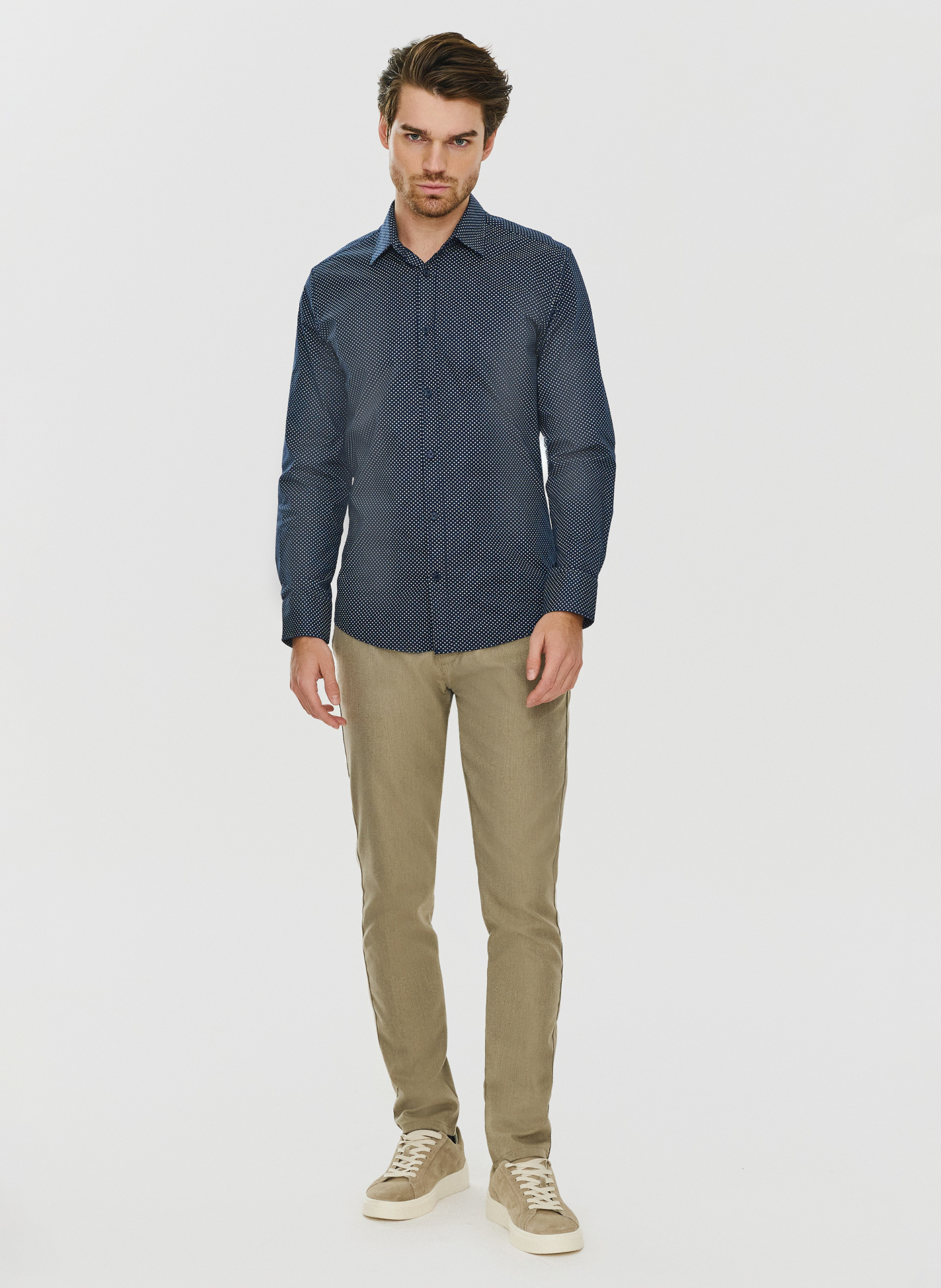 Granatowa koszula w drobny wzór P24SF-1X-027-G-S - Pako Lorente - Pako Lorente