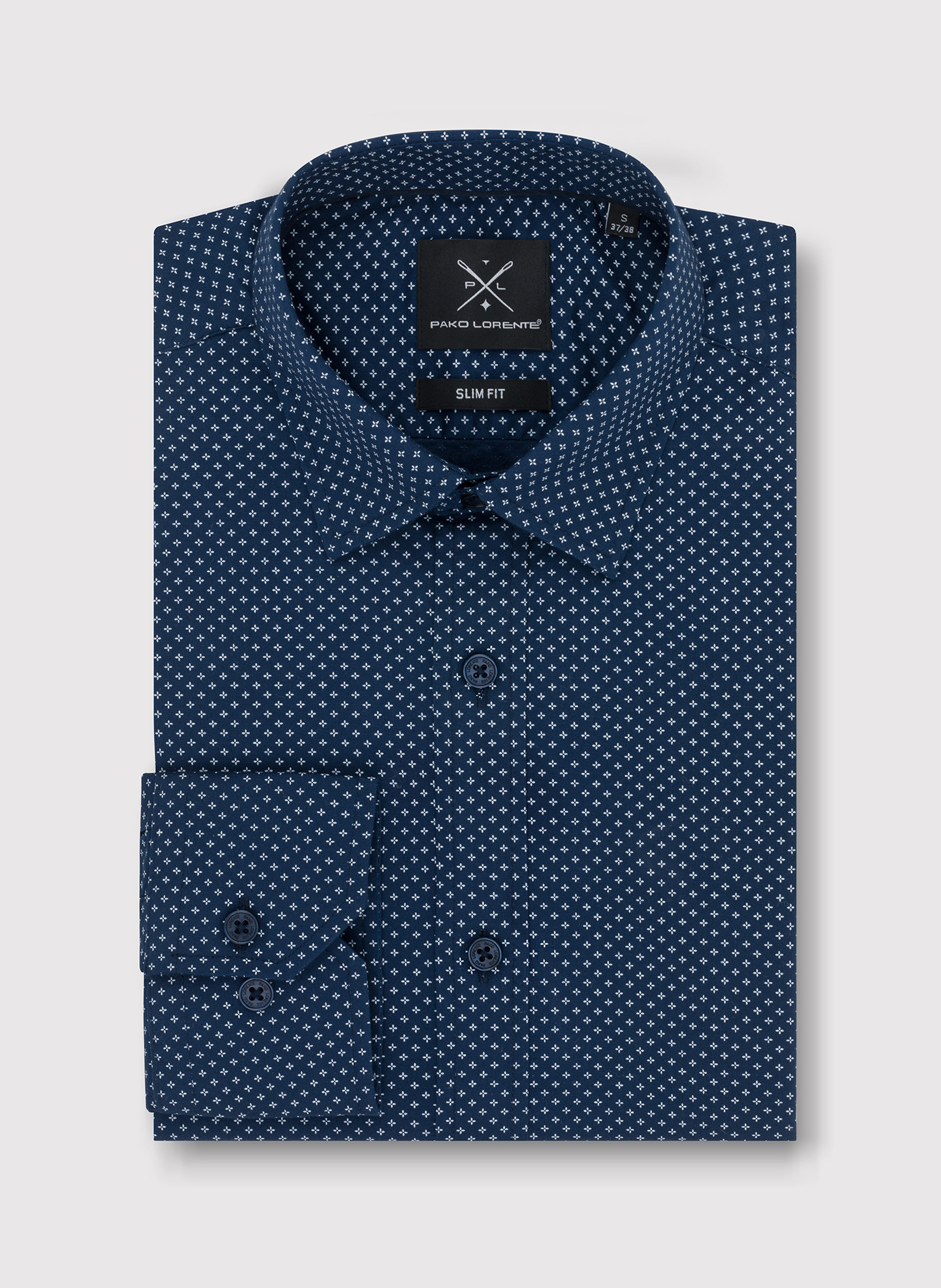 Granatowa koszula w drobny wzór P24SF-1X-027-G-S - Pako Lorente - Pako Lorente