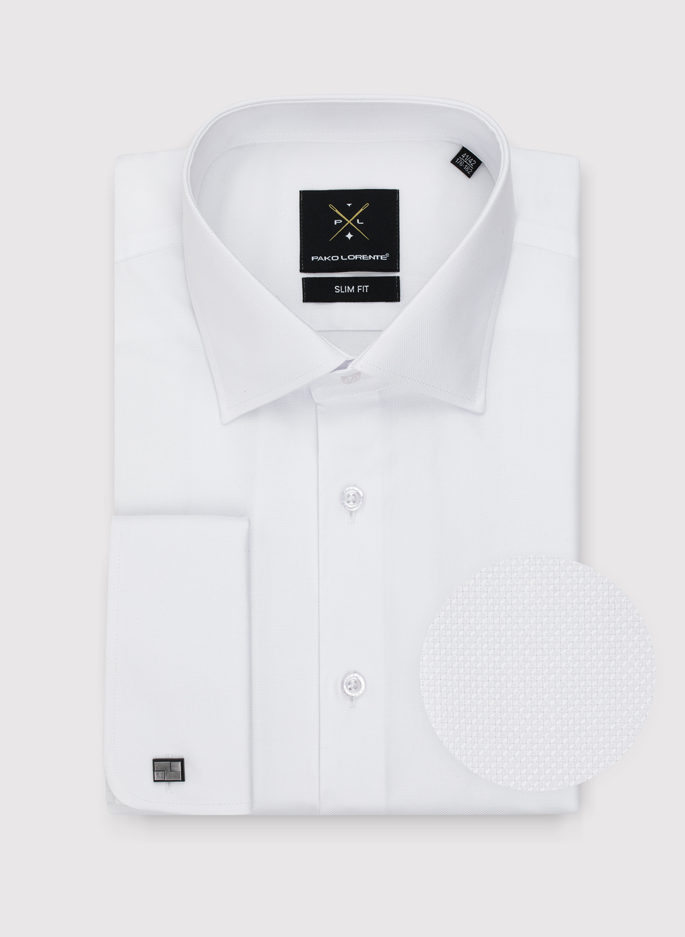 Biała bawełniana koszula męska na spinki - Pako Lorente