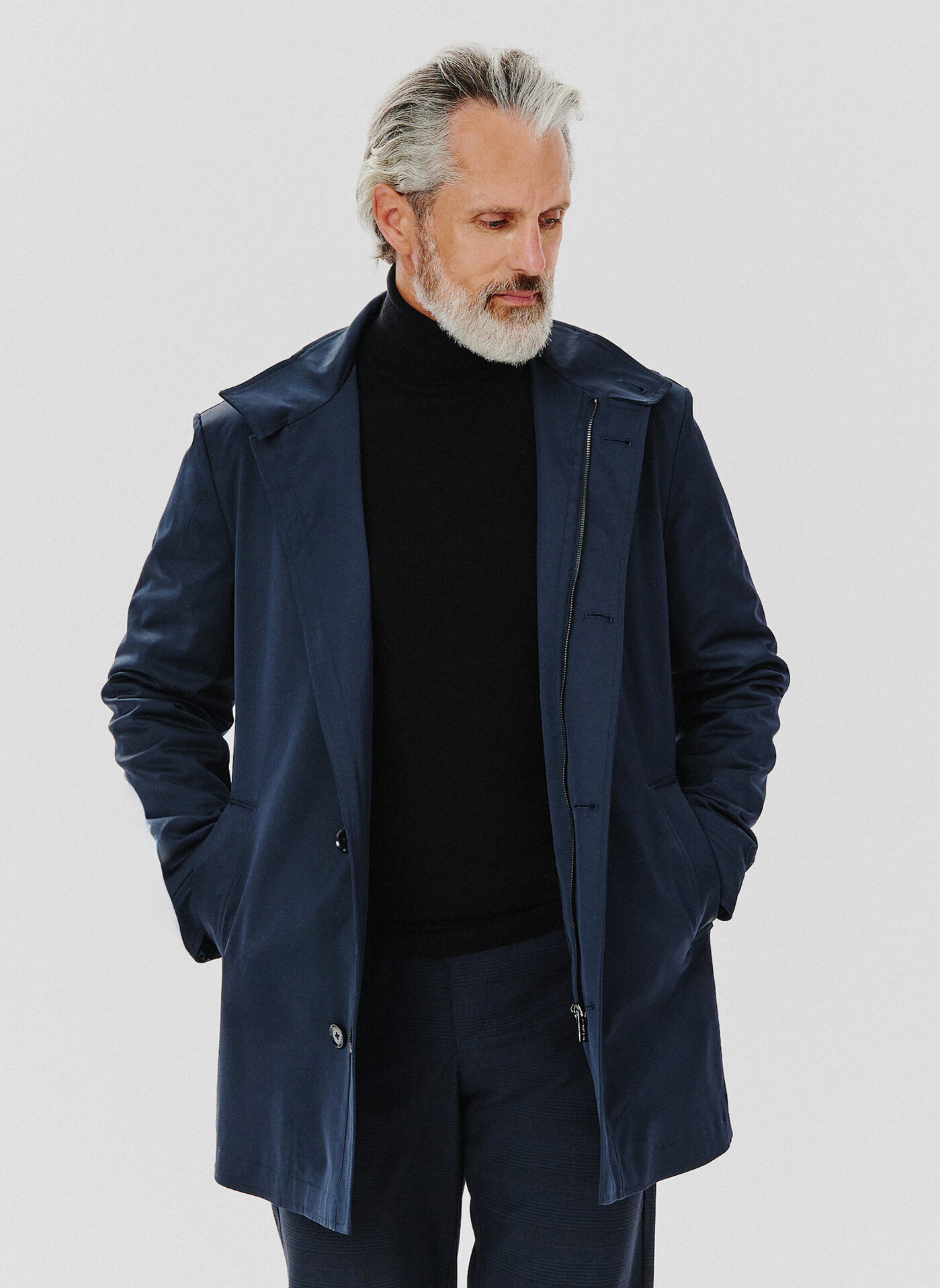Granatowy płaszcz męski - Pako Lorente